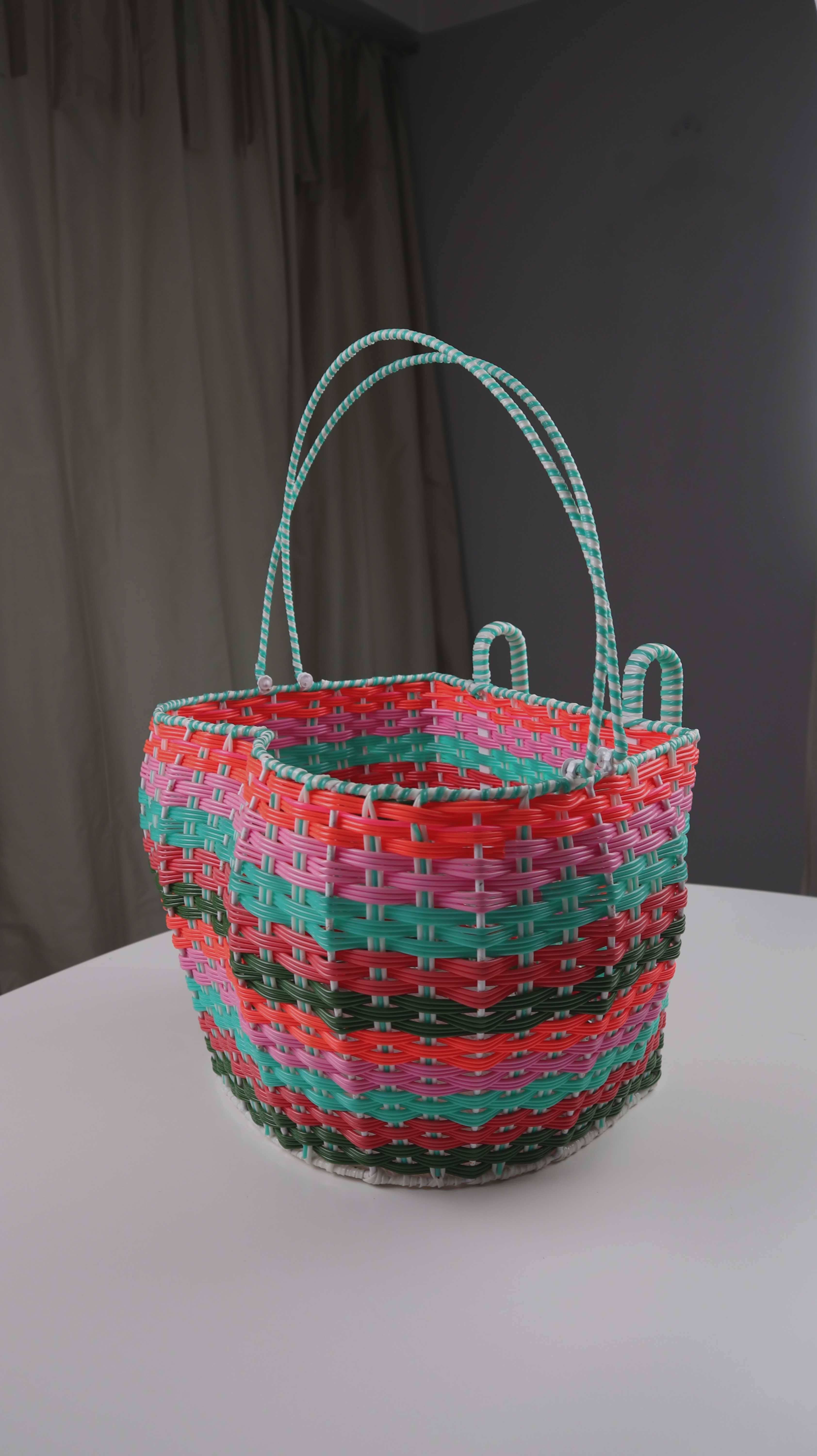 Fahrradkorb geflochten Neon Pink Korb Transportkorb Korb