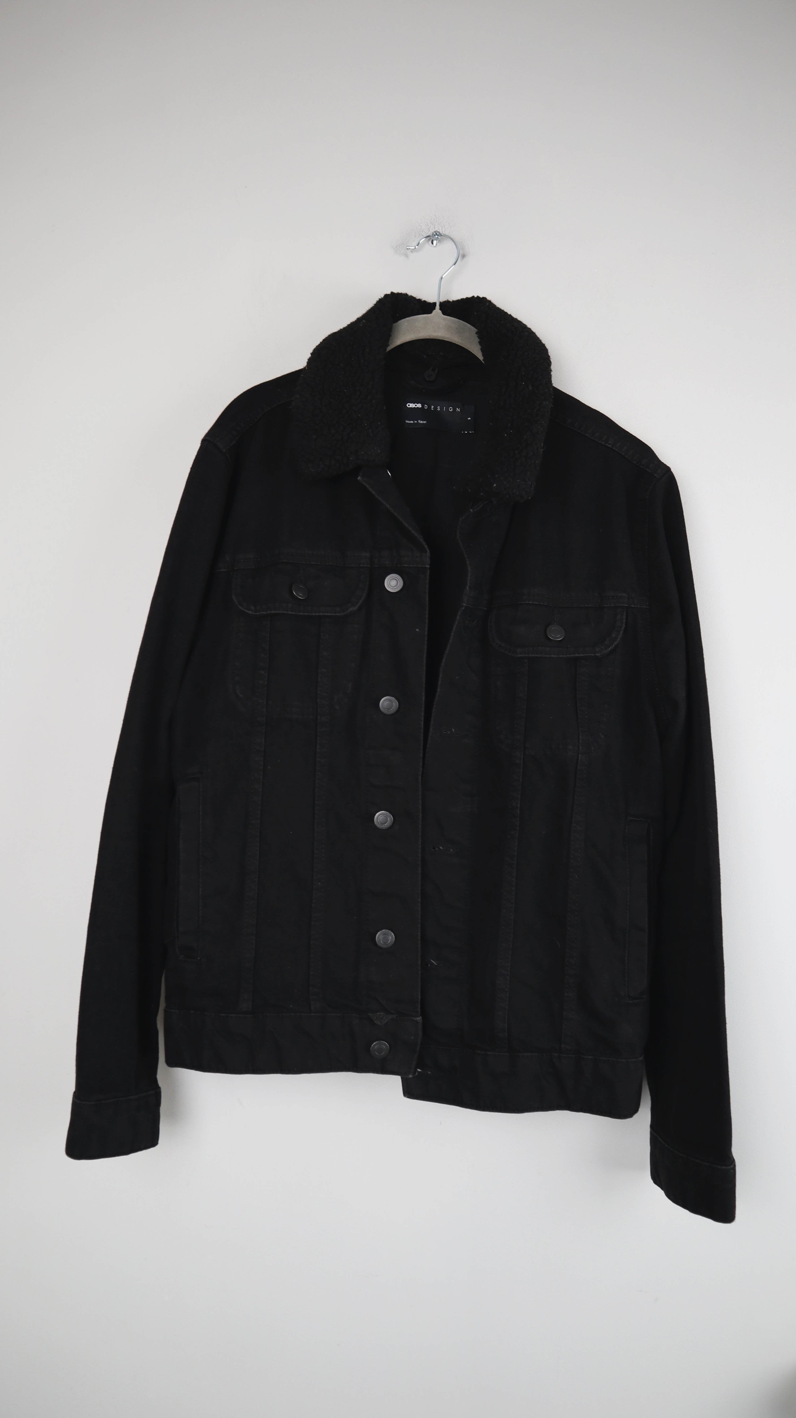 Asos Design Jacke Jeansjacke Grau dunkelgrau S Schwarz