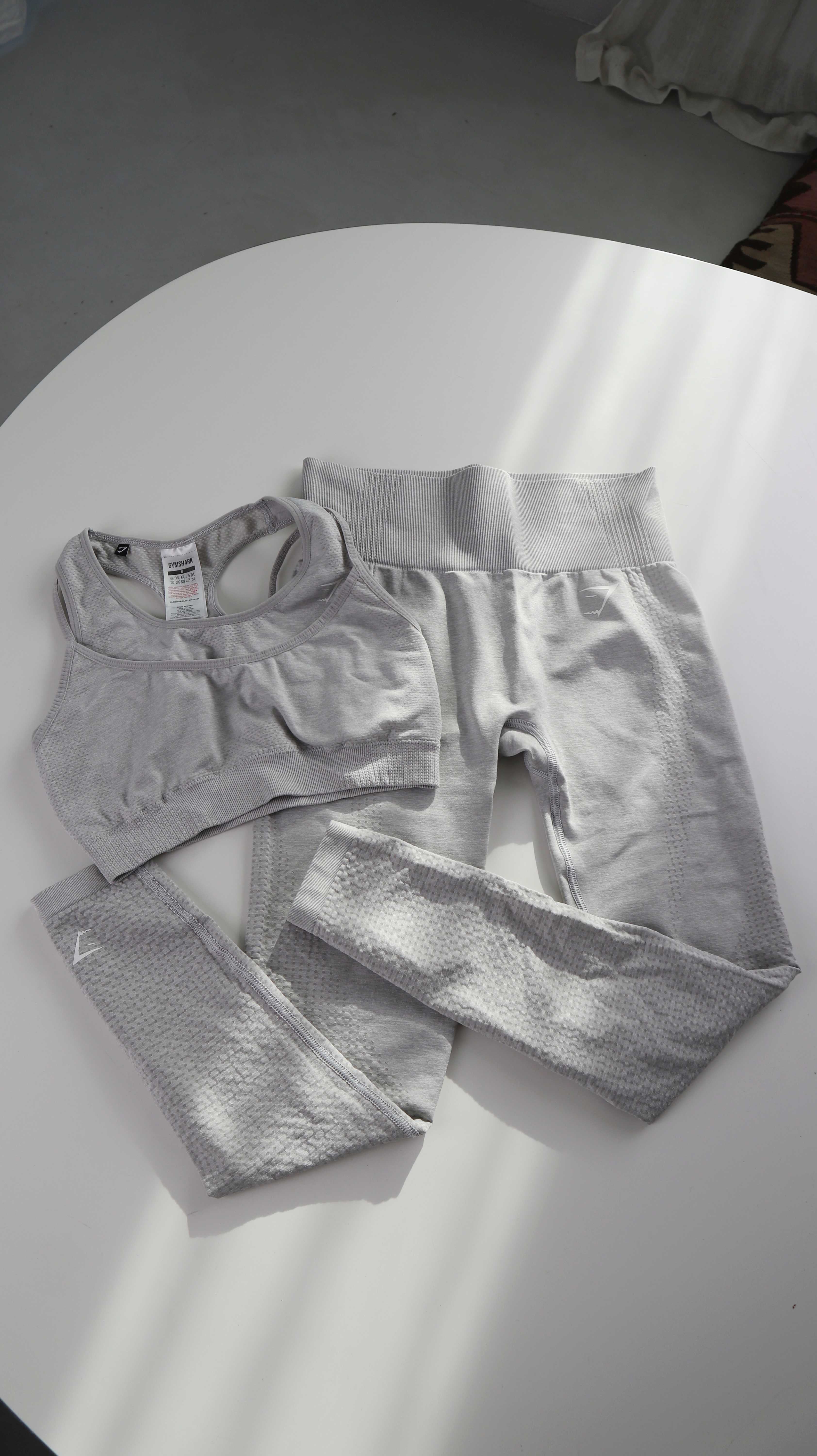 Gymshark Set Sportset 36 S Grau Hellgrau Leggings BH Sportbh