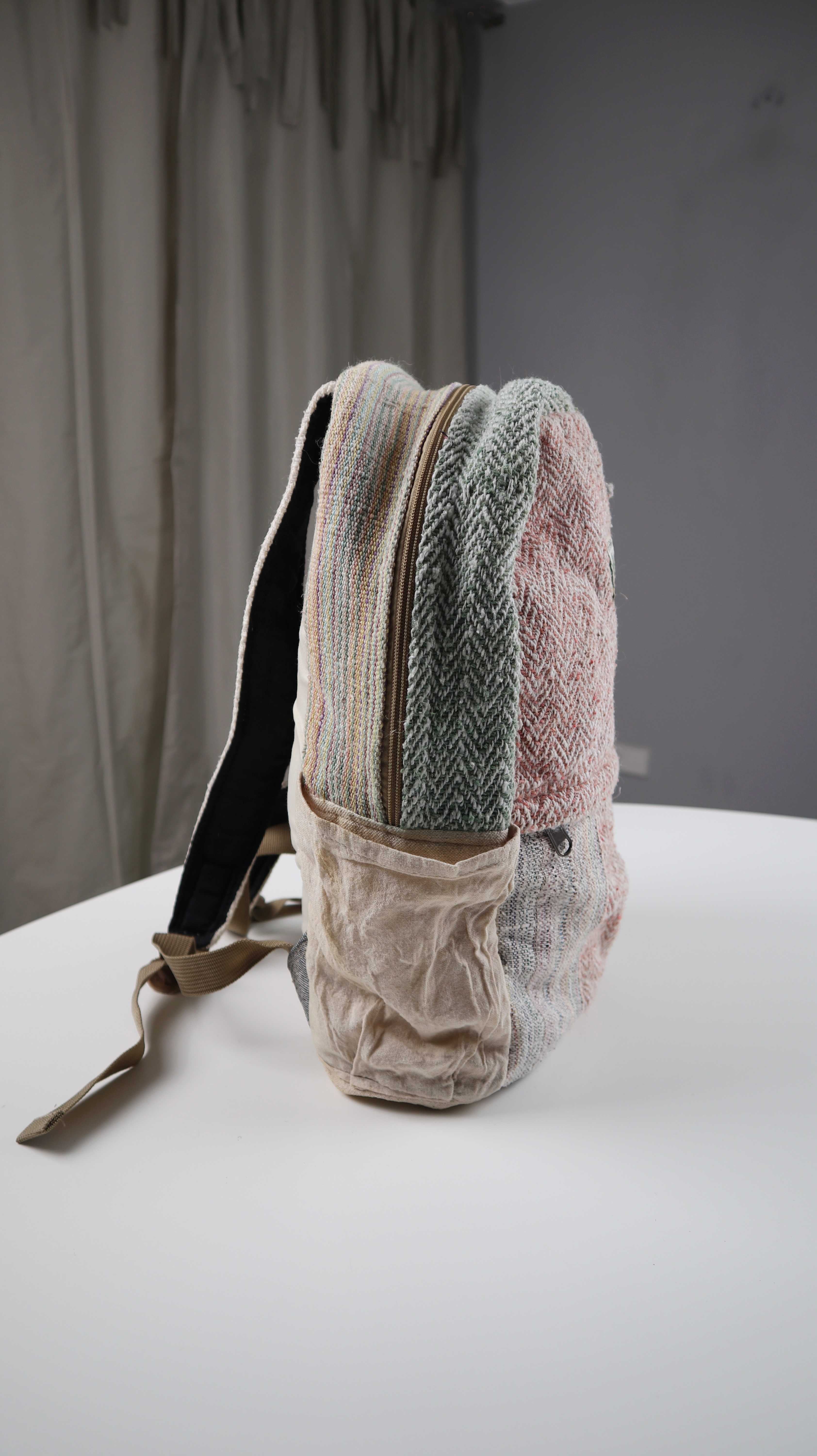 Hanf Rucksack Tasche rot grün beige Pure Hemp Made in Nepal