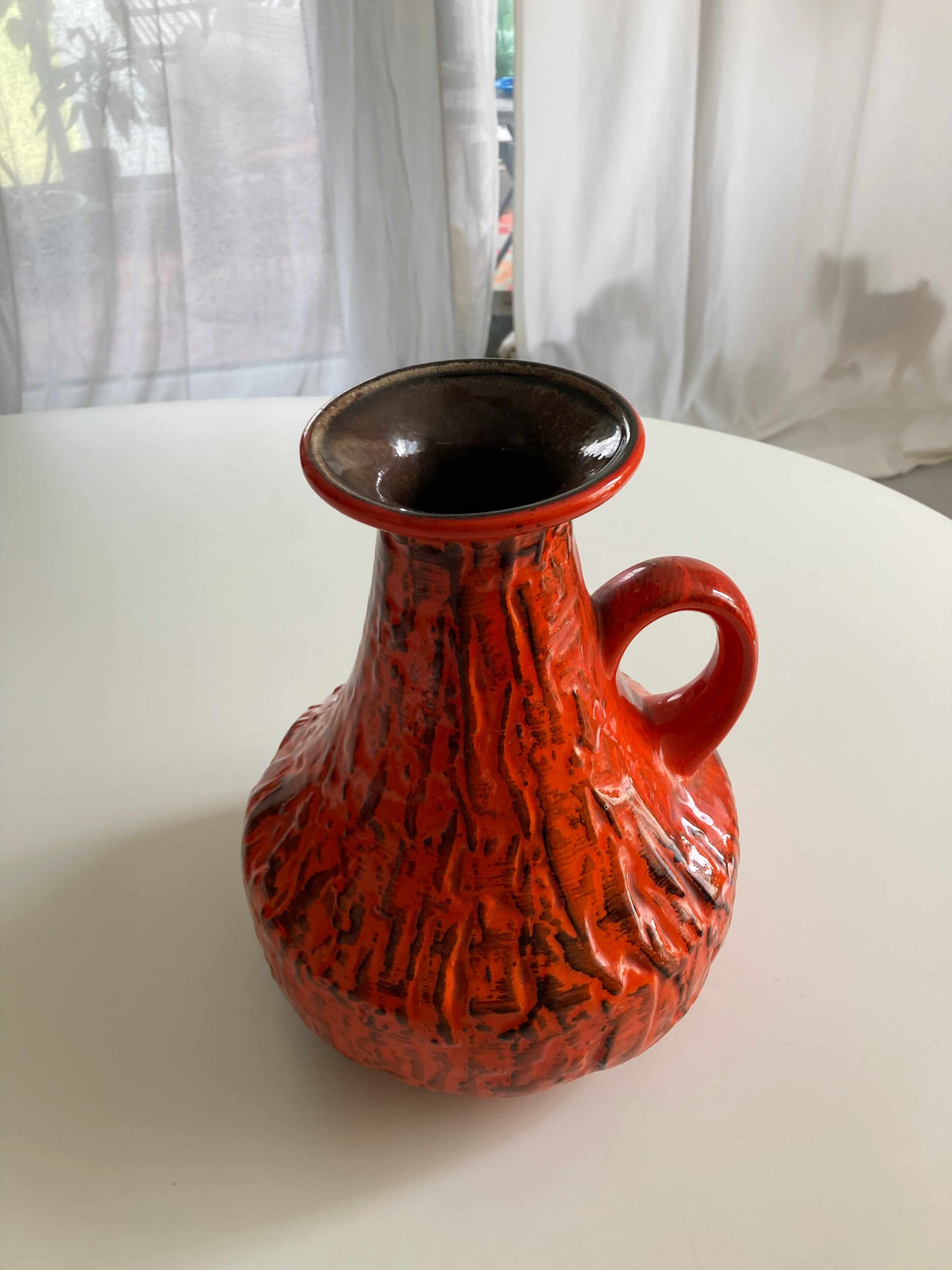 True Vintage Vase DDR Blumenvase Orange Kanne Töpfervase