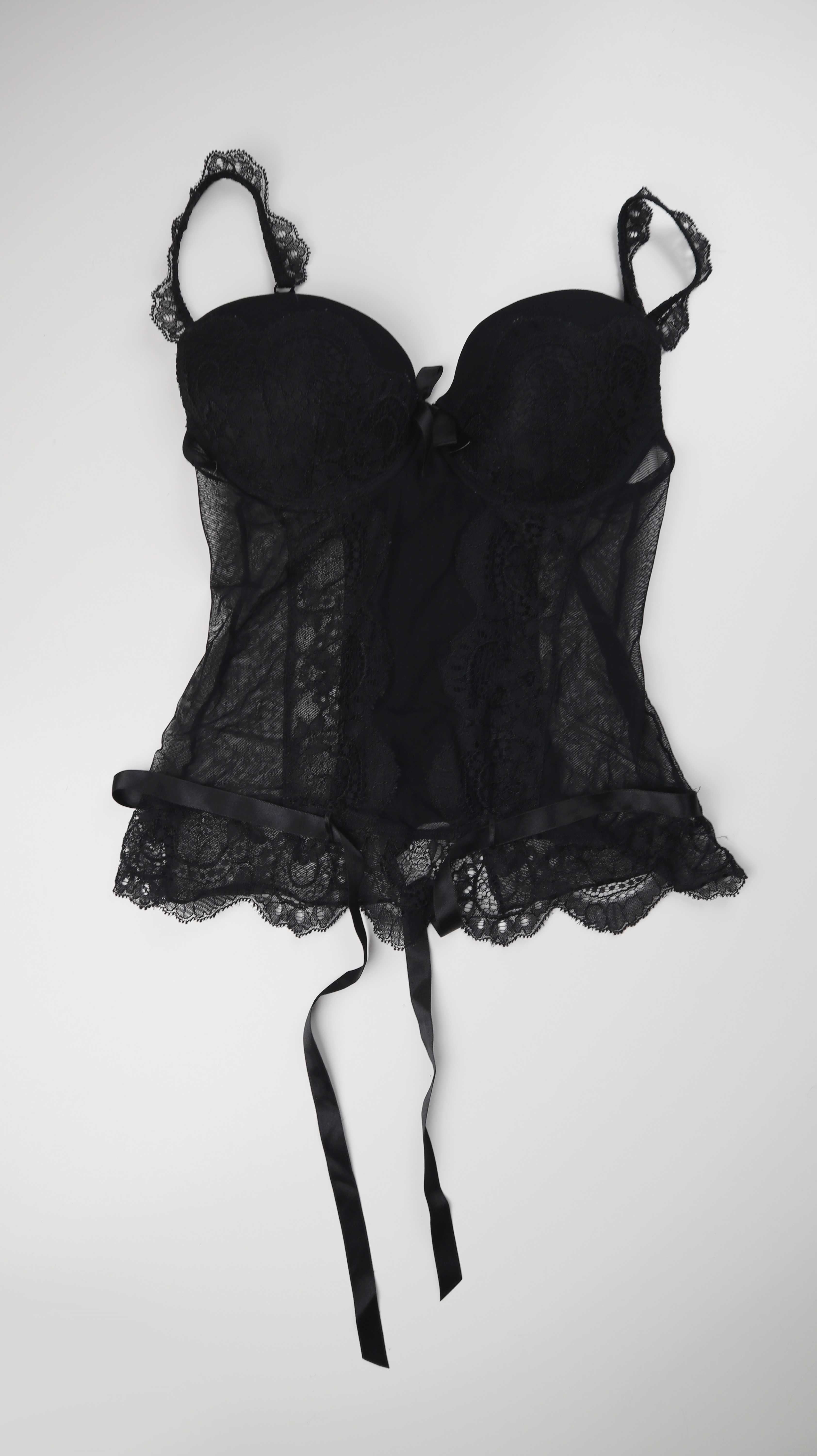 Hunkemöller Dessou Korsett schwarz 36 S eng slim Spitze