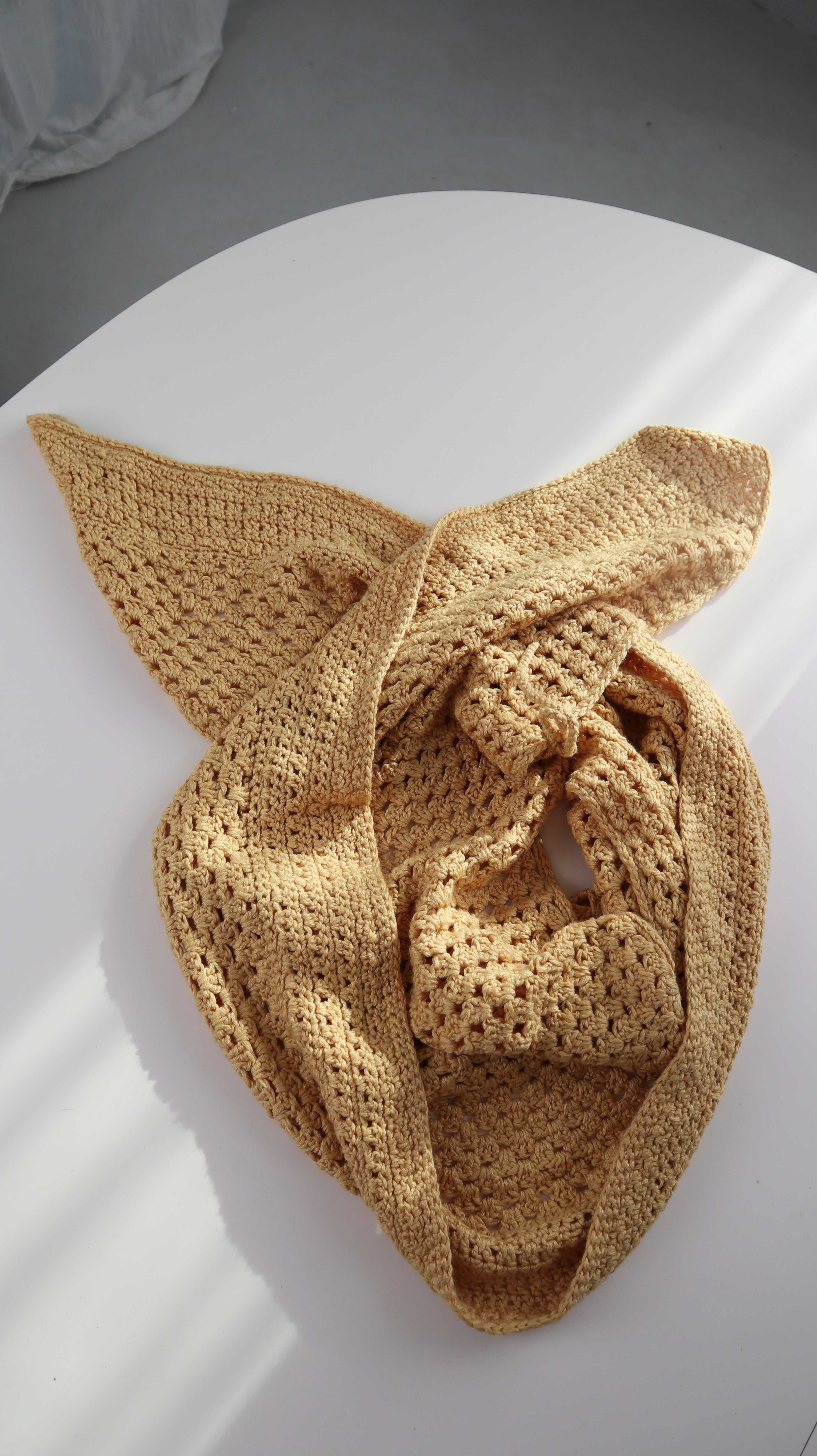 Schal Tuch gestrickt Handmade gelb Dreieckstuch Poncho Cape