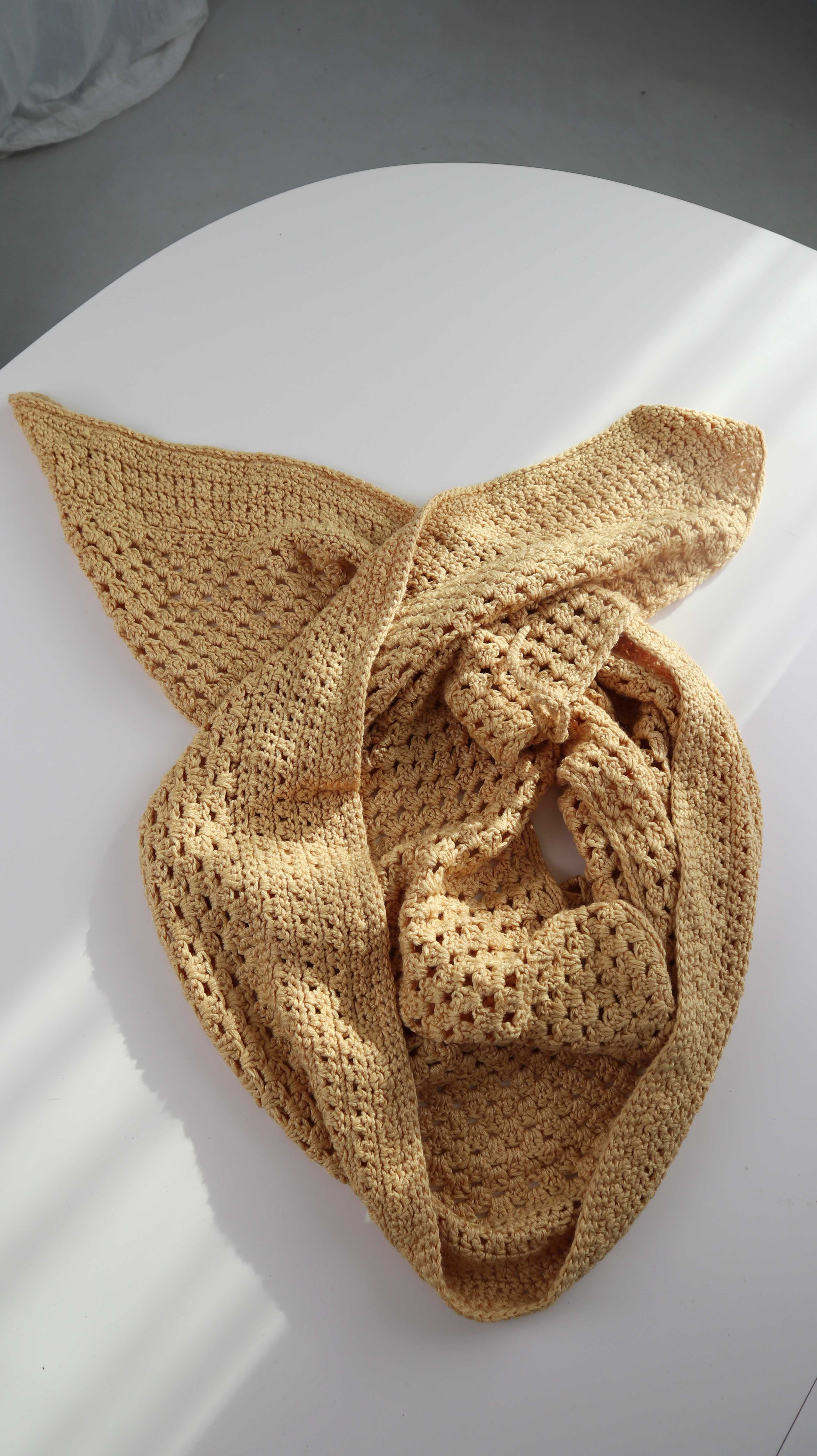 Schal Tuch gestrickt Handmade gelb Dreieckstuch Poncho Cape