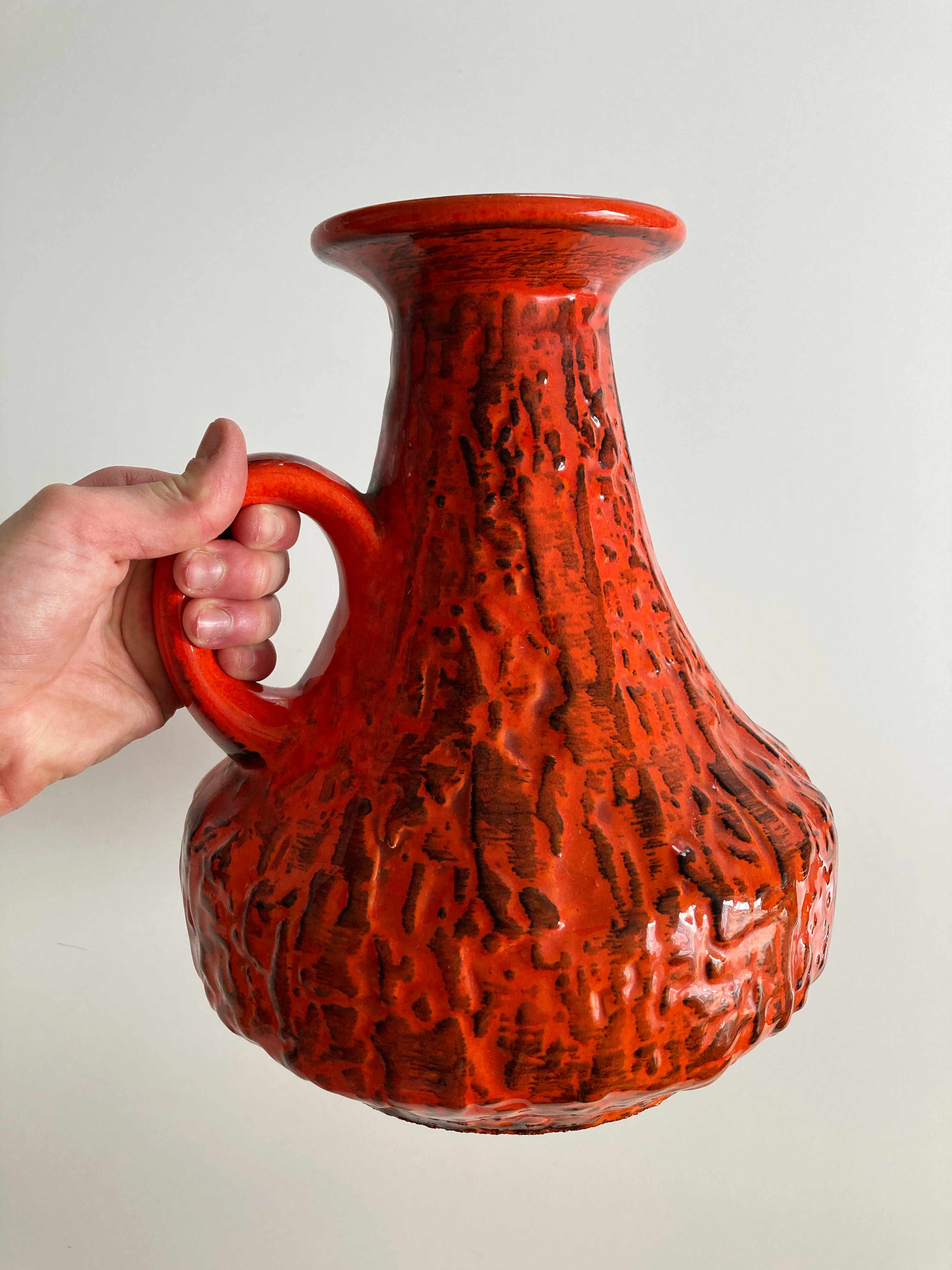 True Vintage Vase DDR Blumenvase Orange Kanne Töpfervase