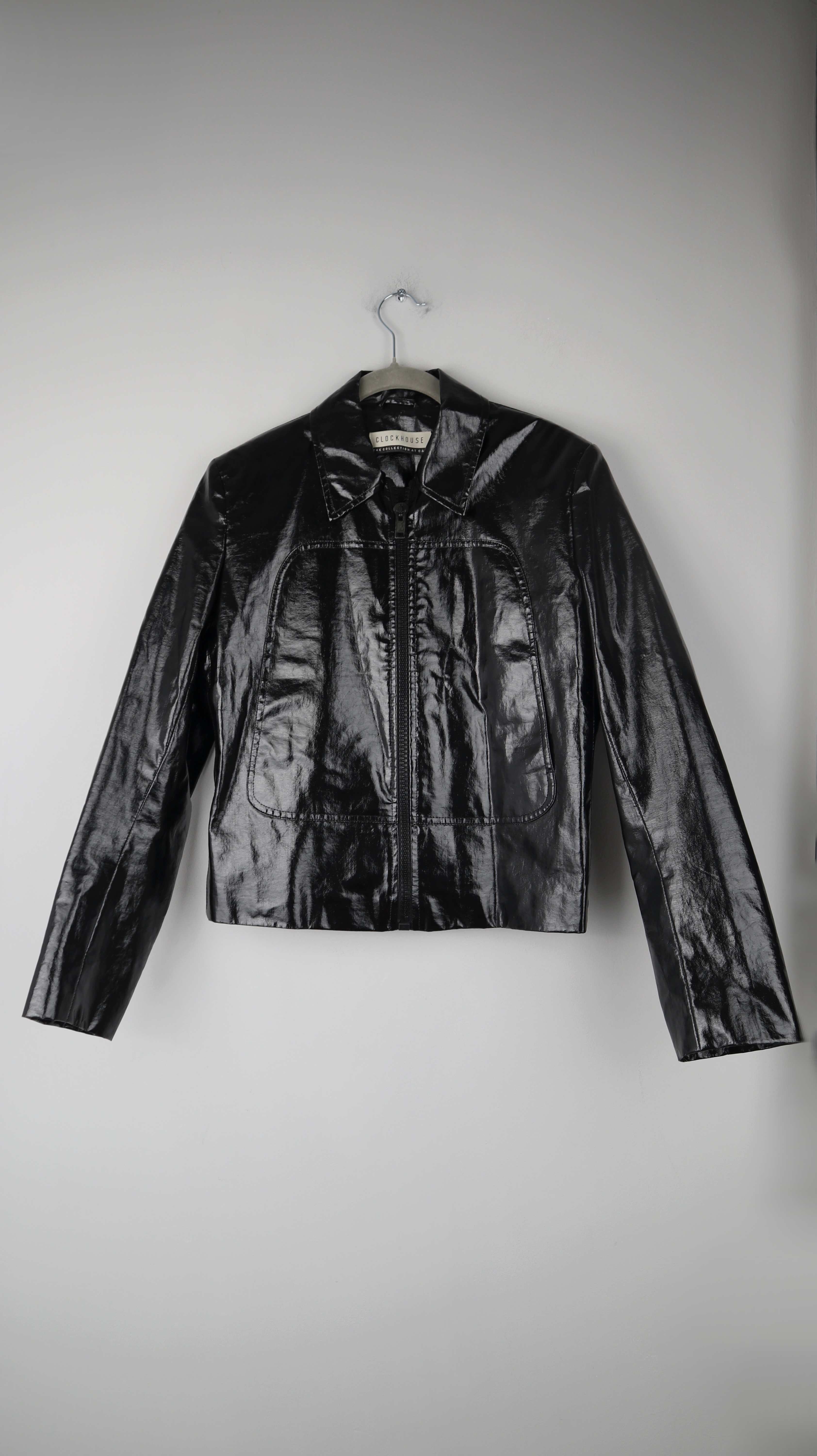 Clockhouse Jacke schwarz Lederjacke Lackleder true Vintage 38 M