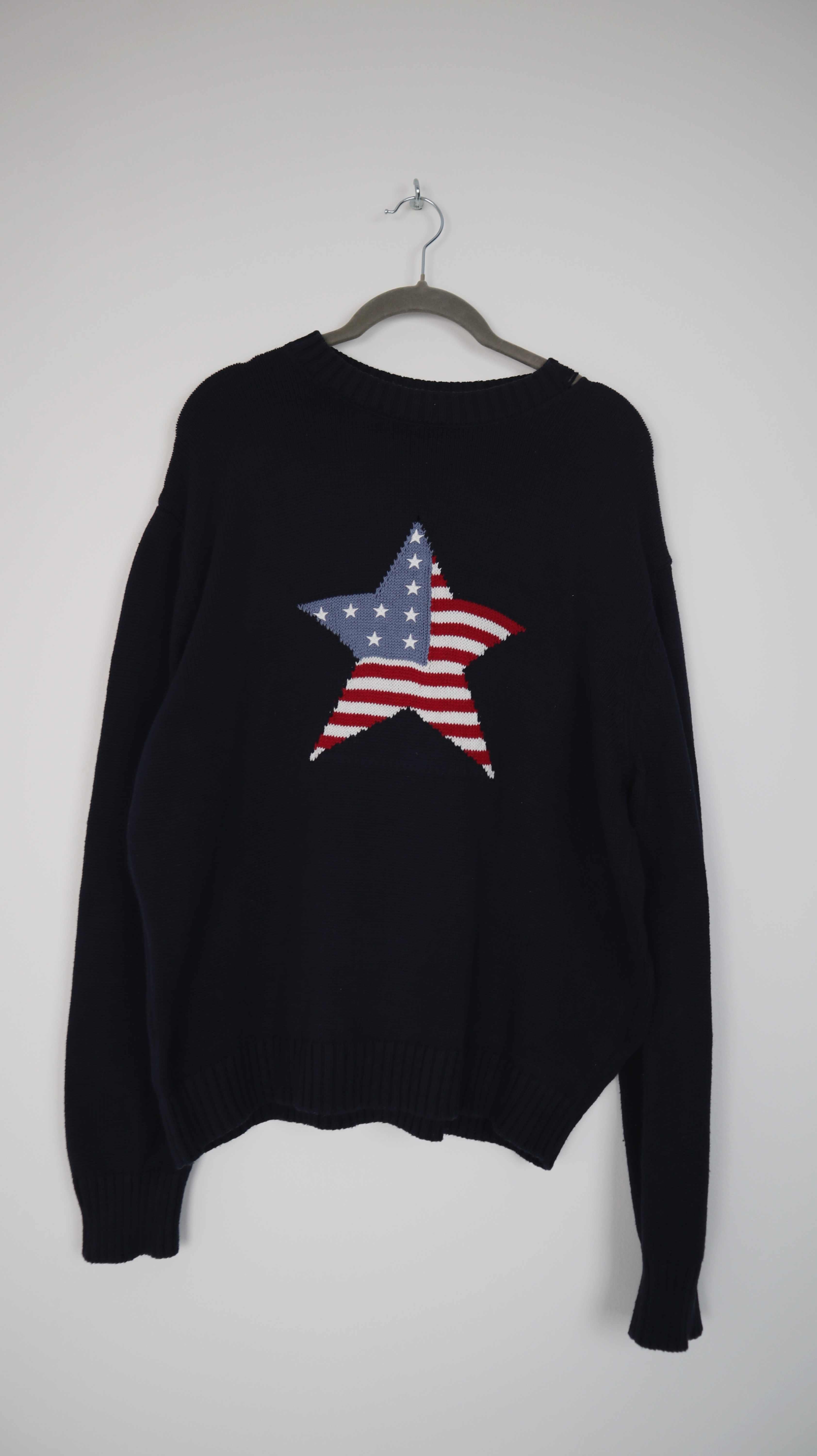 Subdued Pullover blau 36 S Strickpullover Stern Dunkelblau amerikanische Flagge
