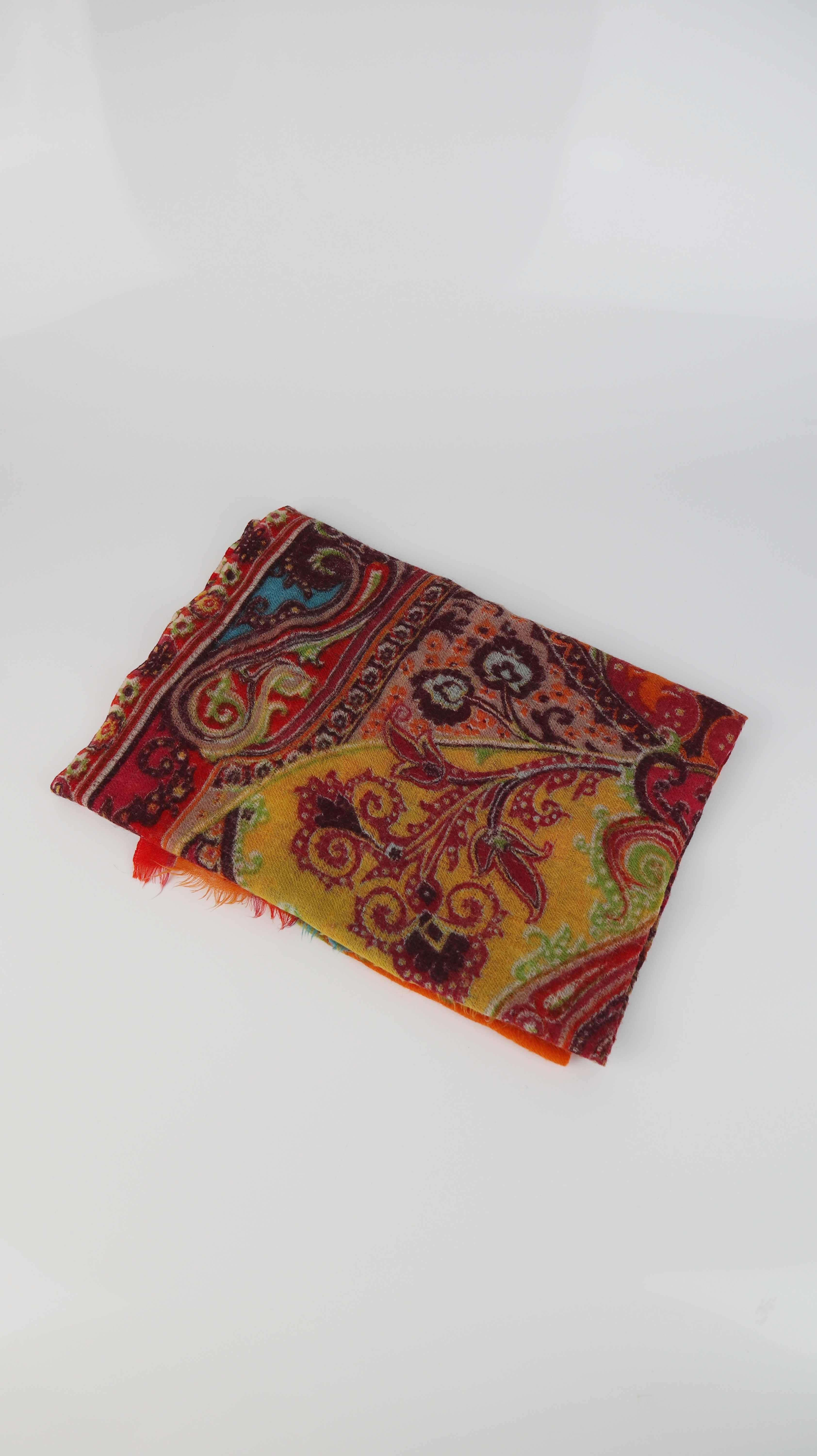Mel & Davis Schal Wolle Orange Wollschal Tuch Paisley Rot