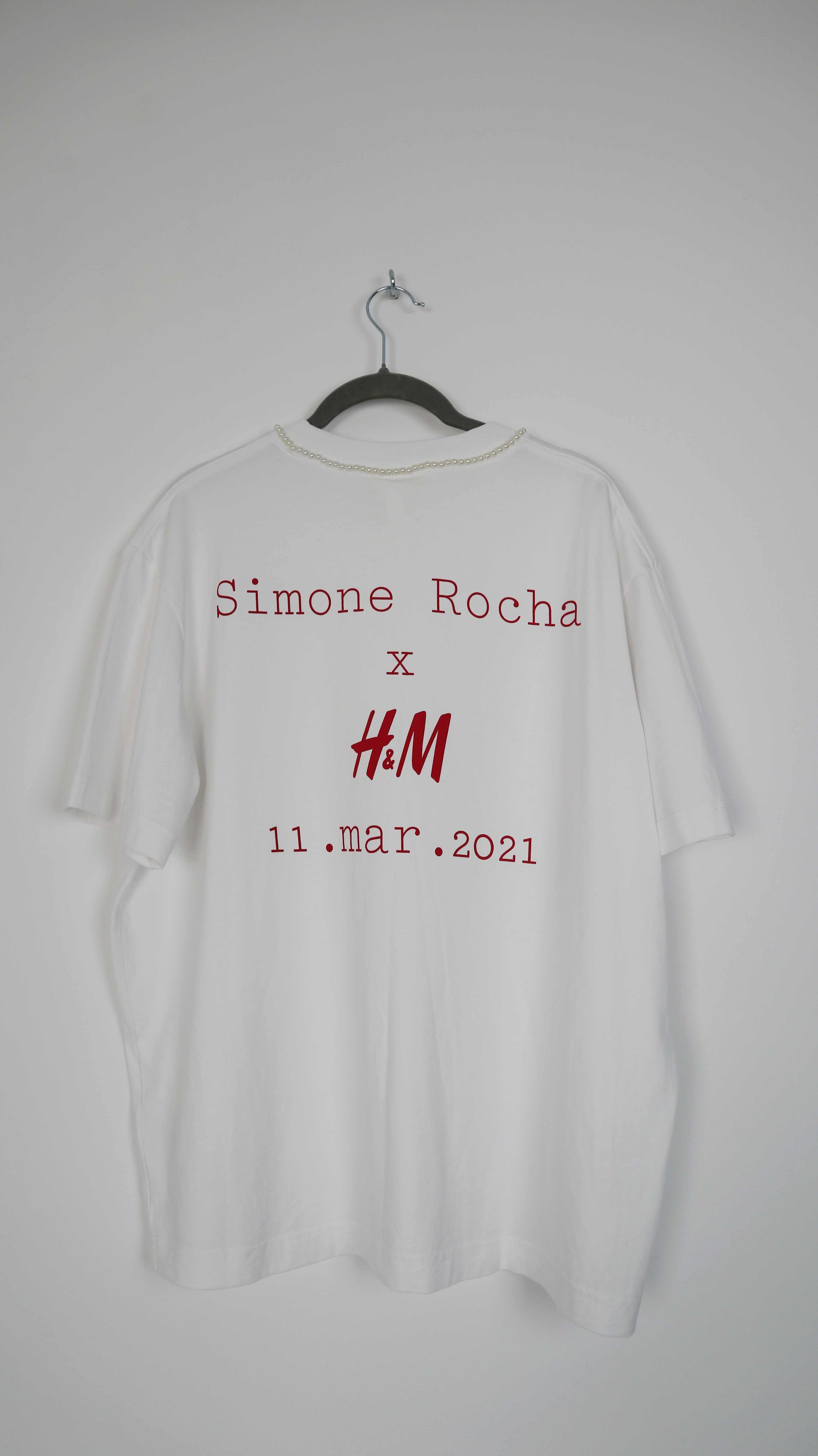 Simone Rocha x H&M Shirt 2021 38 M Mitarbeitershirt Perlen weiß