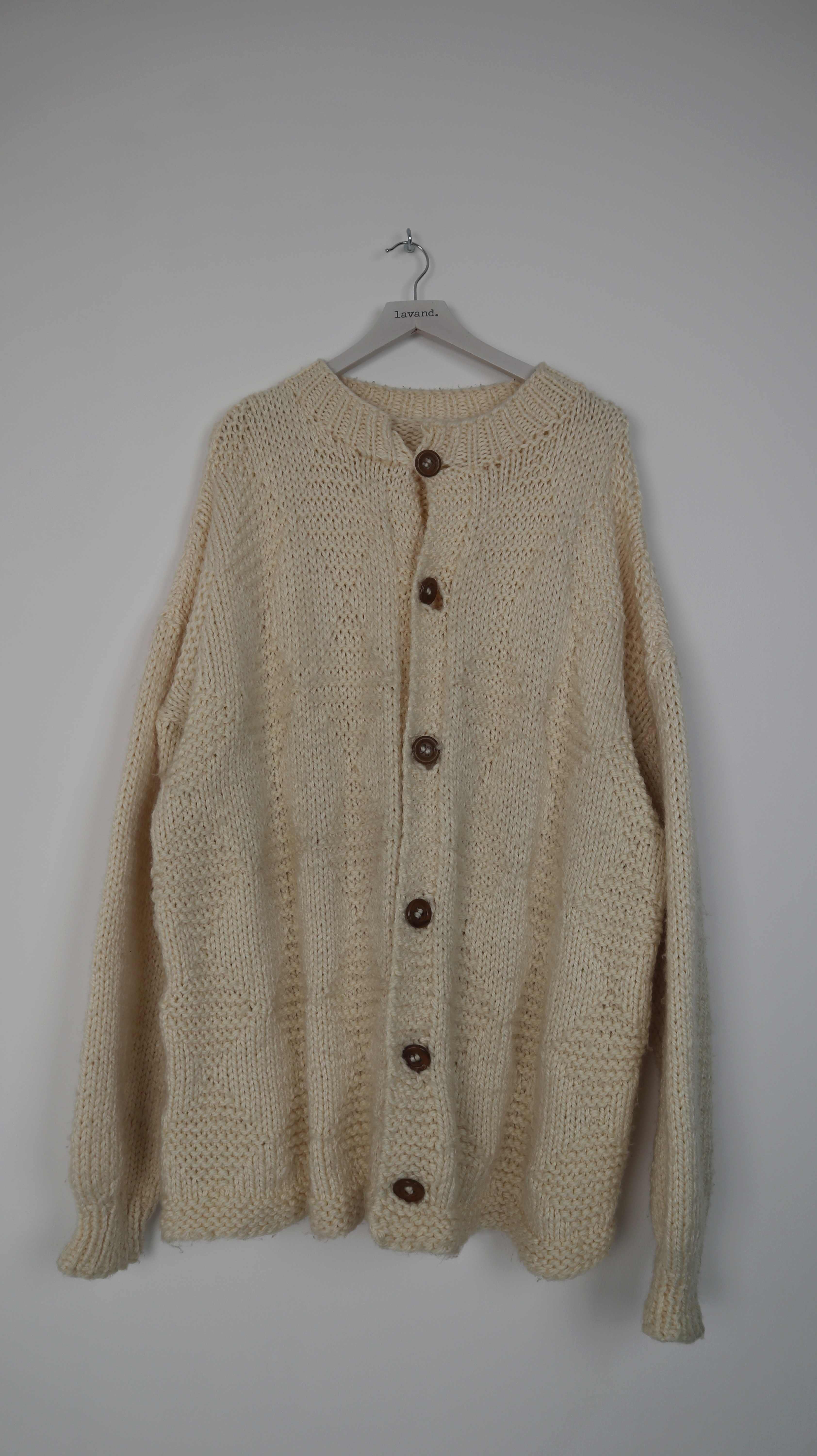 Strickjacke creme Vintage 40 L gestrickt Cardigan Handmade