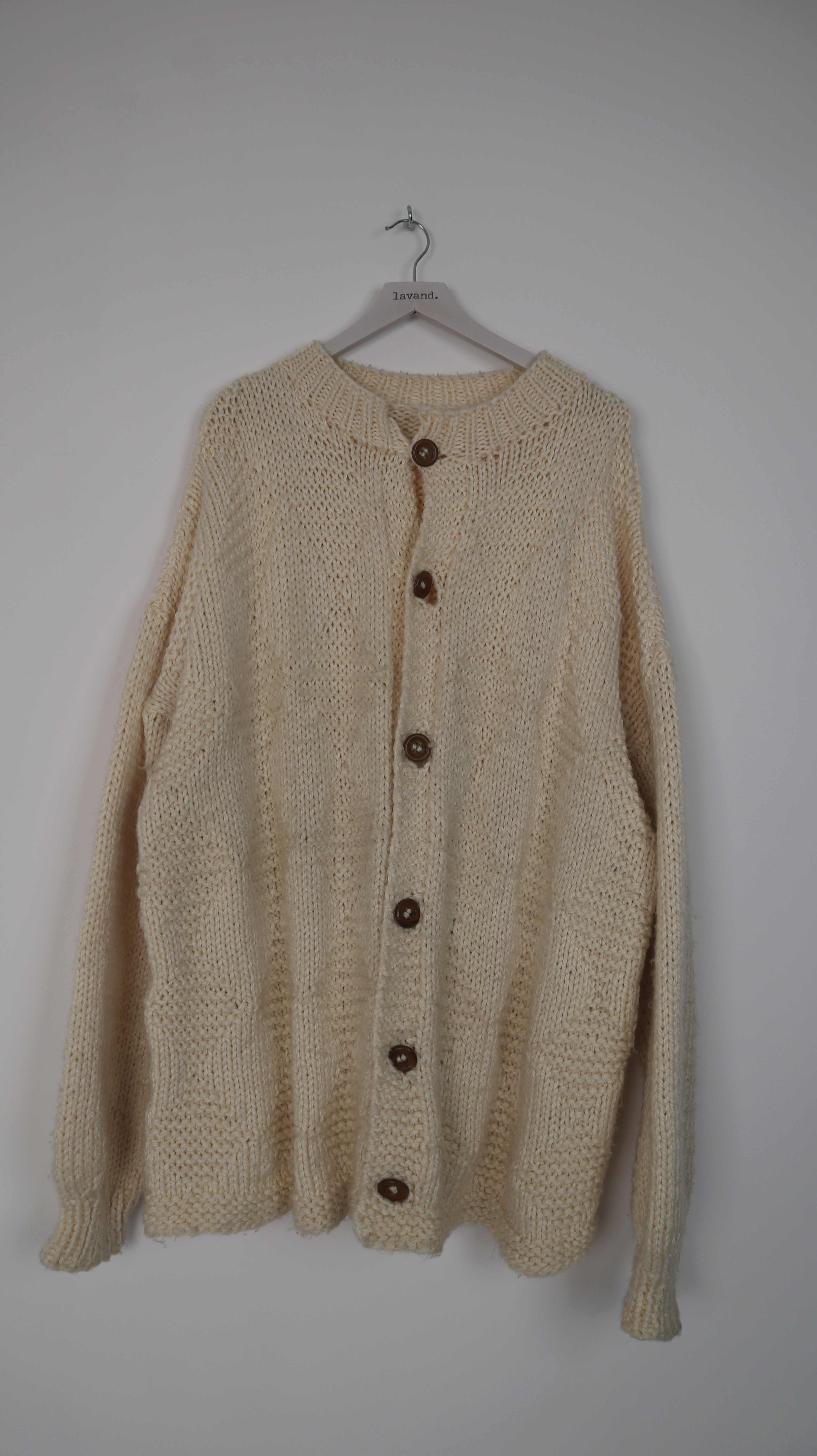 Strickjacke creme Vintage 40 L gestrickt Cardigan Handmade