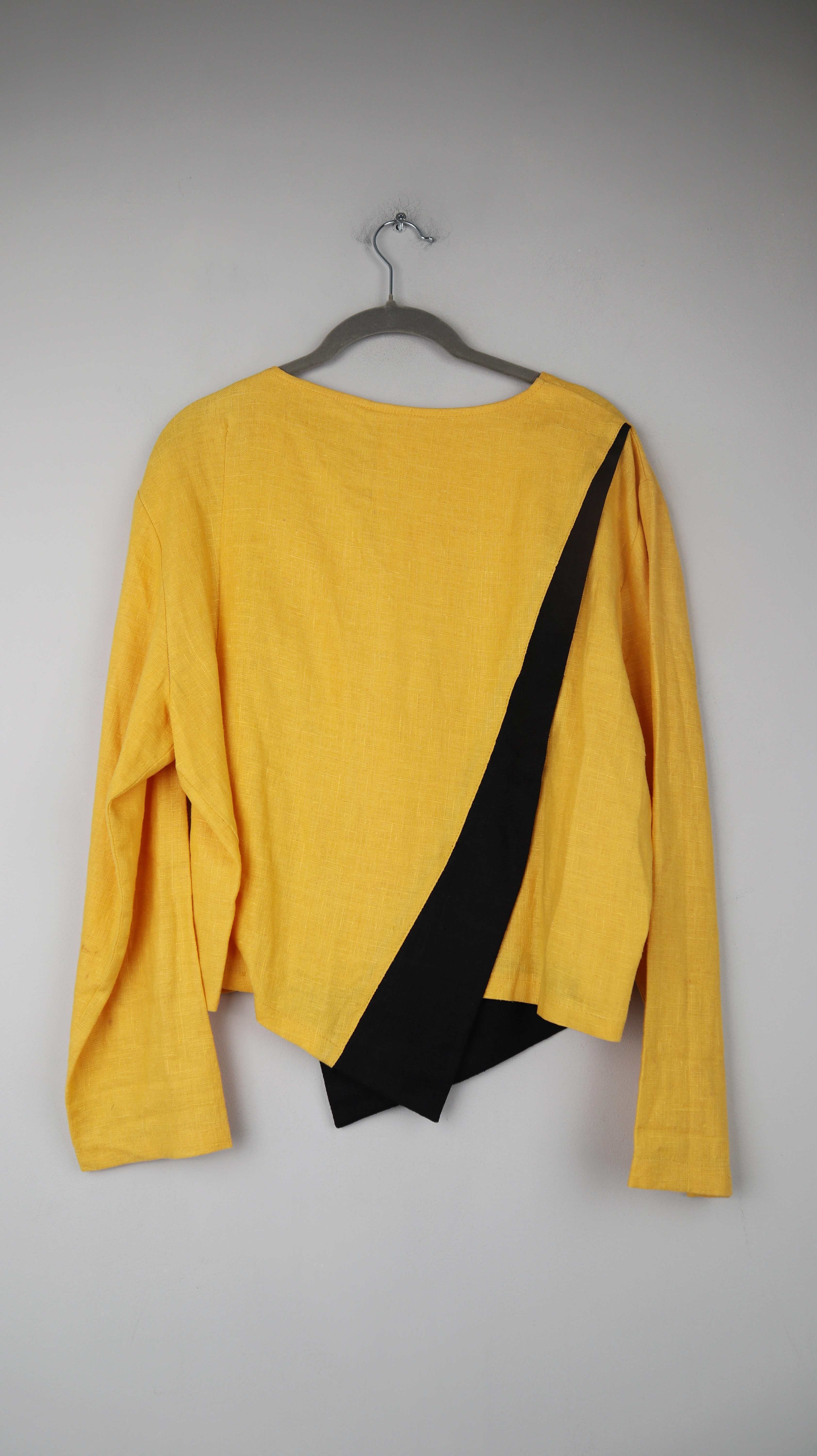 Jasmin M. Style Shirt Bluse Oberteil Leinen gelb schwarz 38 M Leinenshirt