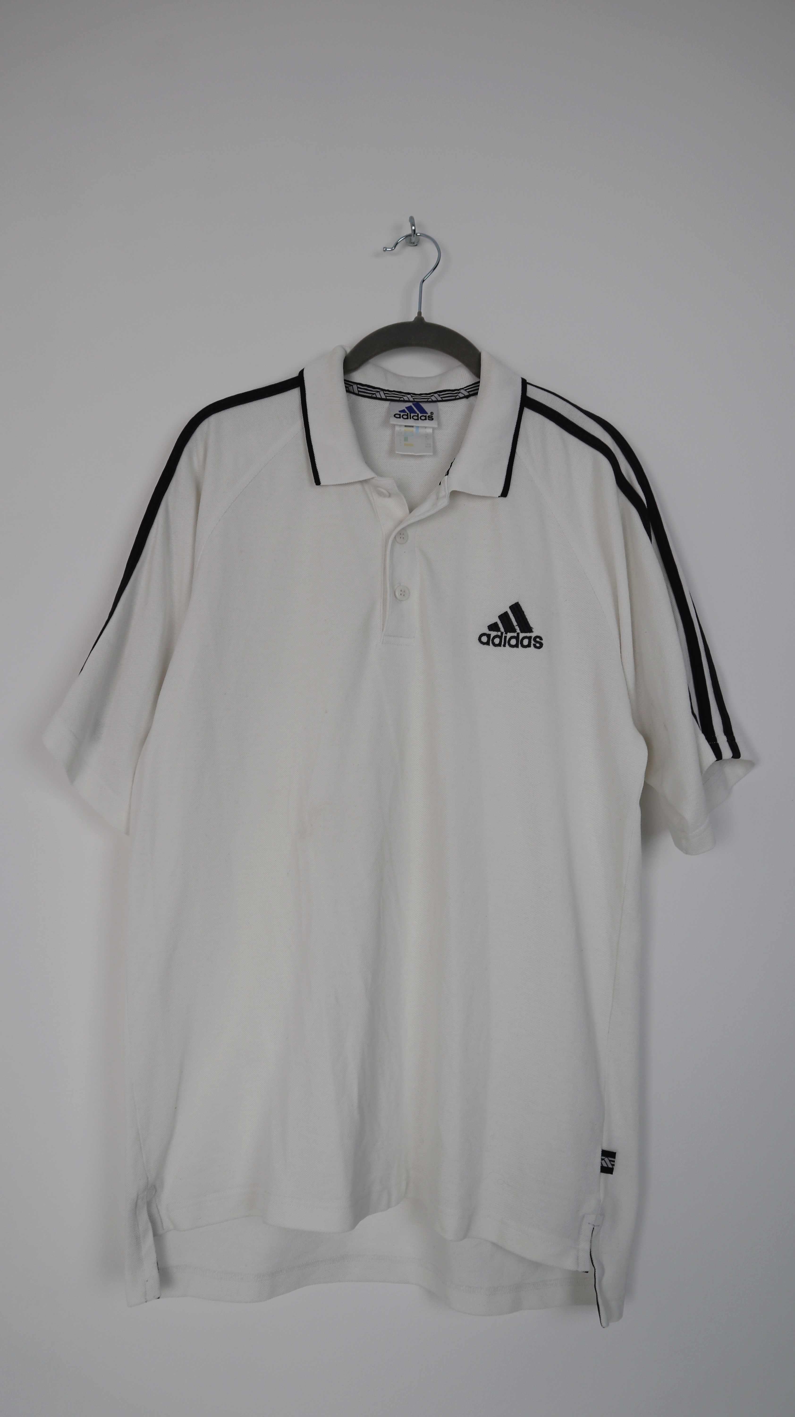 Adidas Vintage Poloshirt Polo weiß Oberteil T-Shirt L