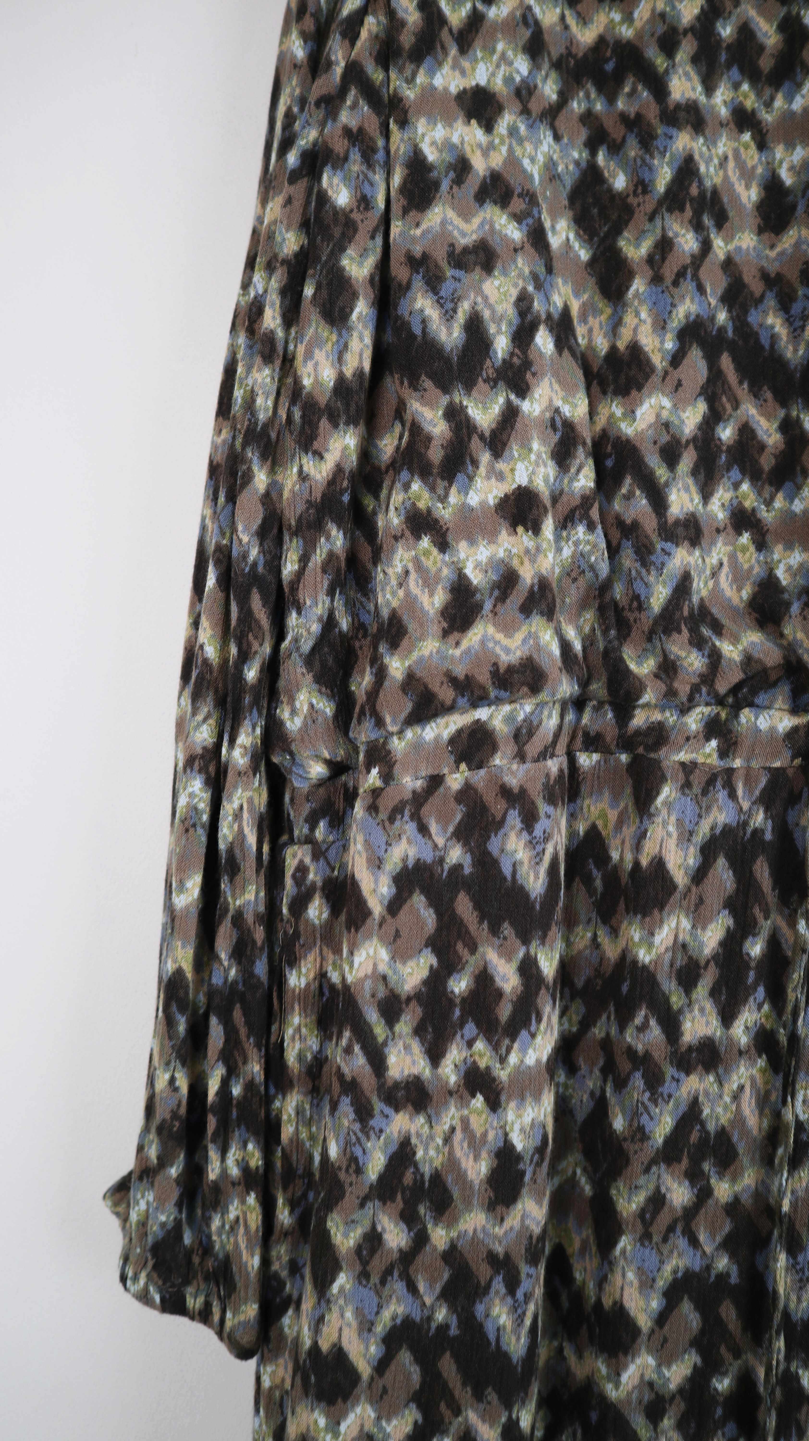 Kleid basic 40 L grün Blau Midikleid Stoffkleid Baumwollkleid