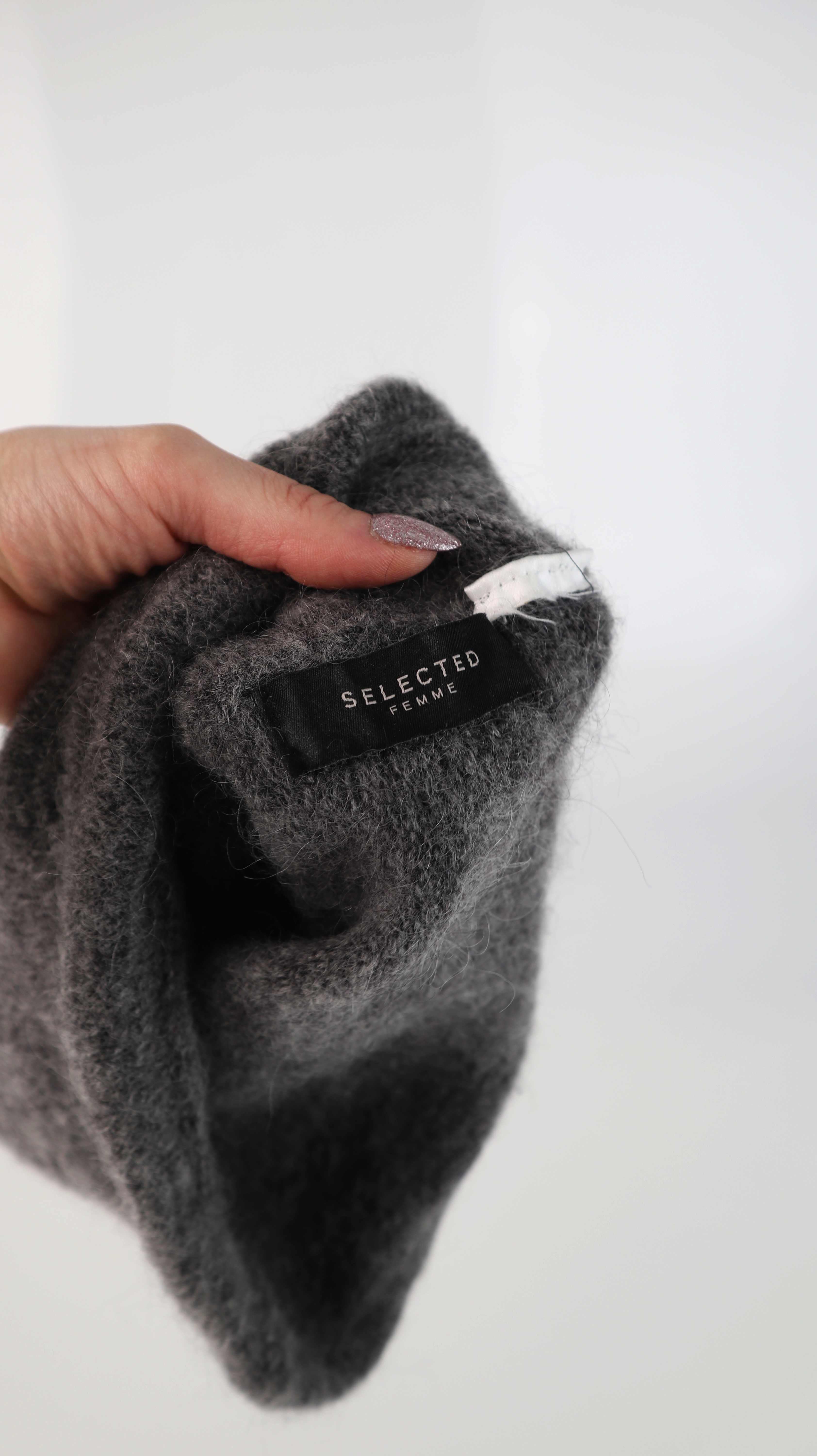 Selected Femme Mütze Wollmütze Strickmütze Beanie grau dunkelgrau