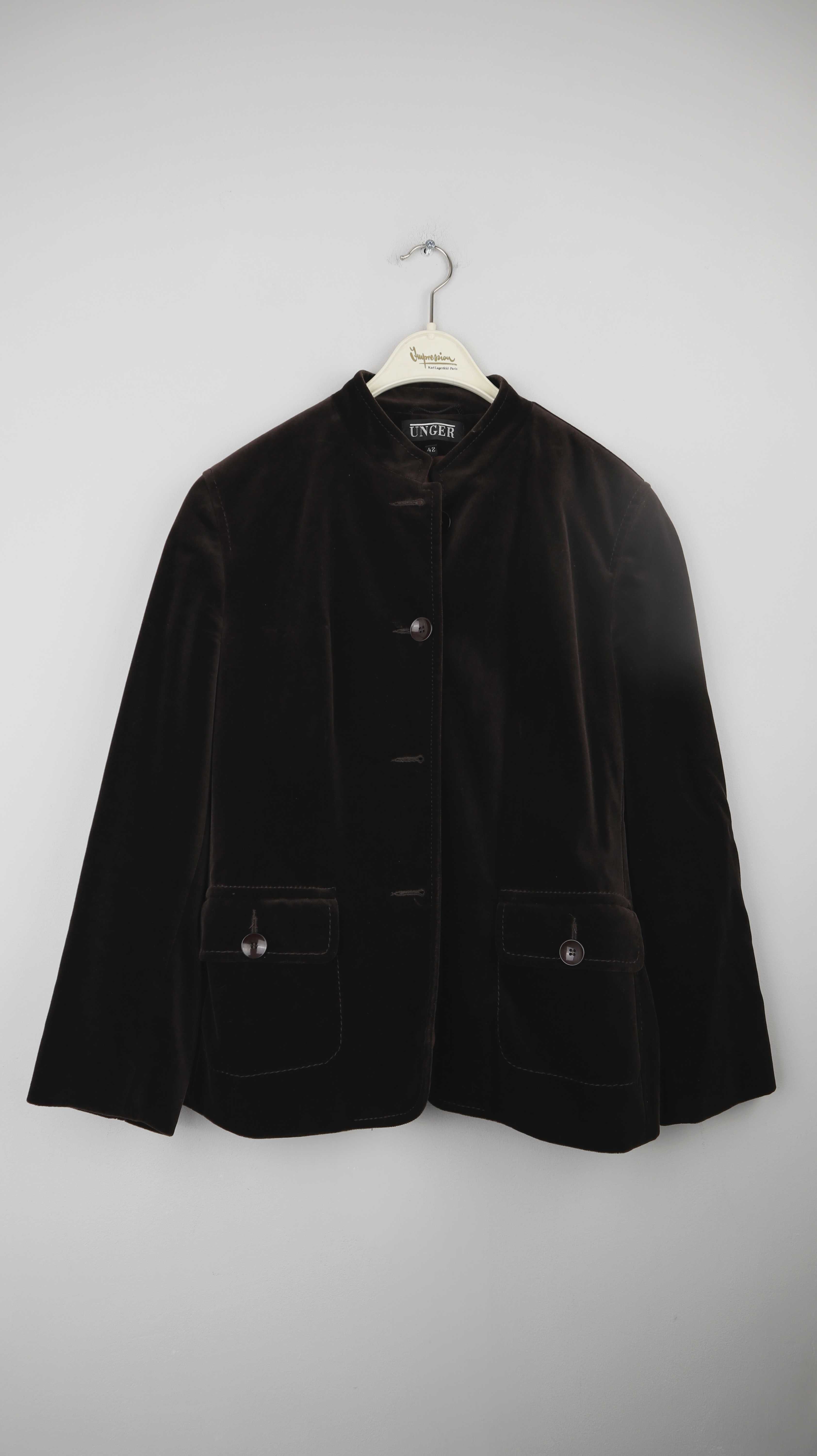 Unger Blazer Braun Samt Samtblazer 42 einfarbig Jacke XL
