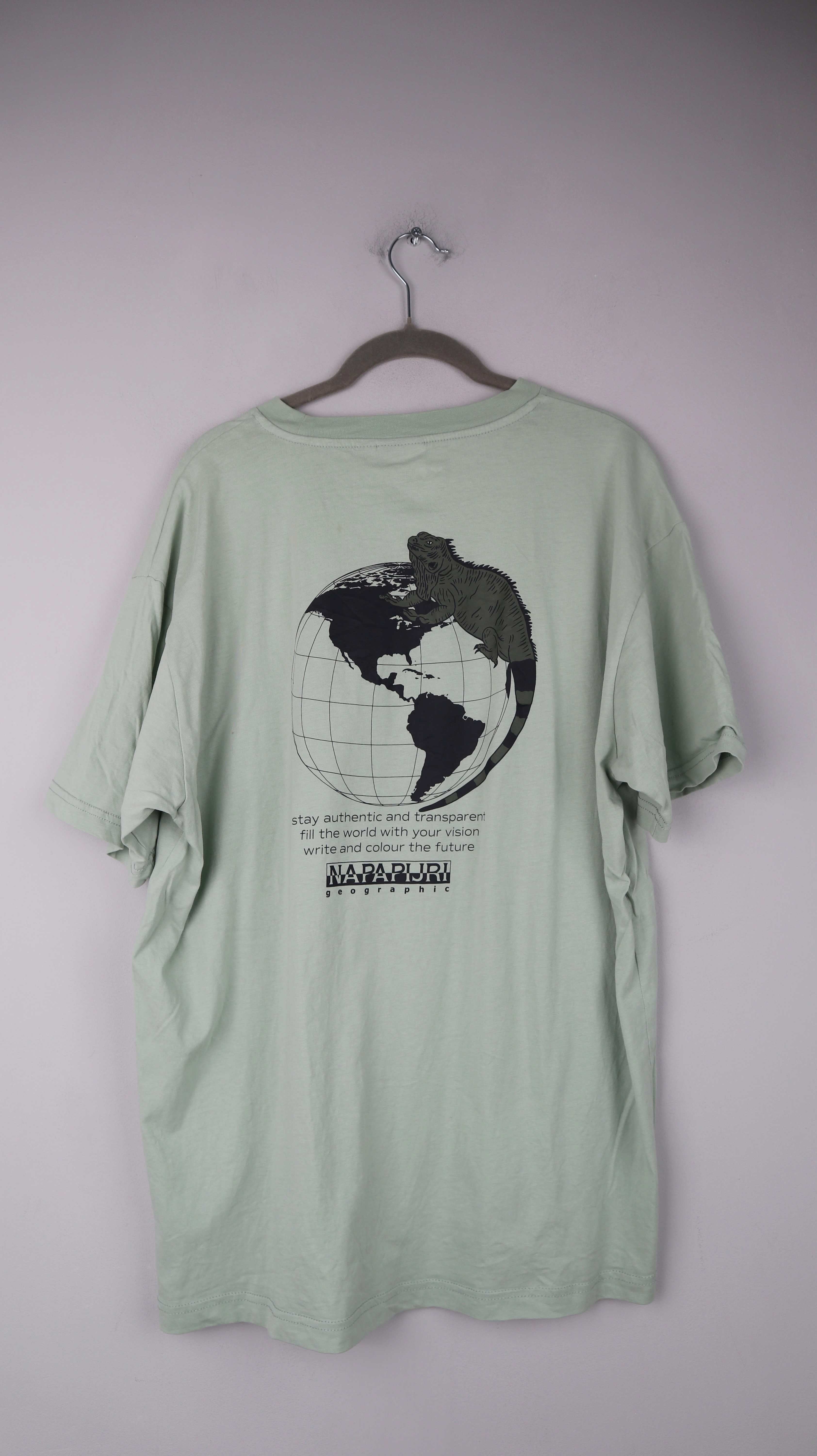 Napapijri Shirt T-Shirt Grün Hellgrün L Backprint Pastell Mintgrün Oberteil