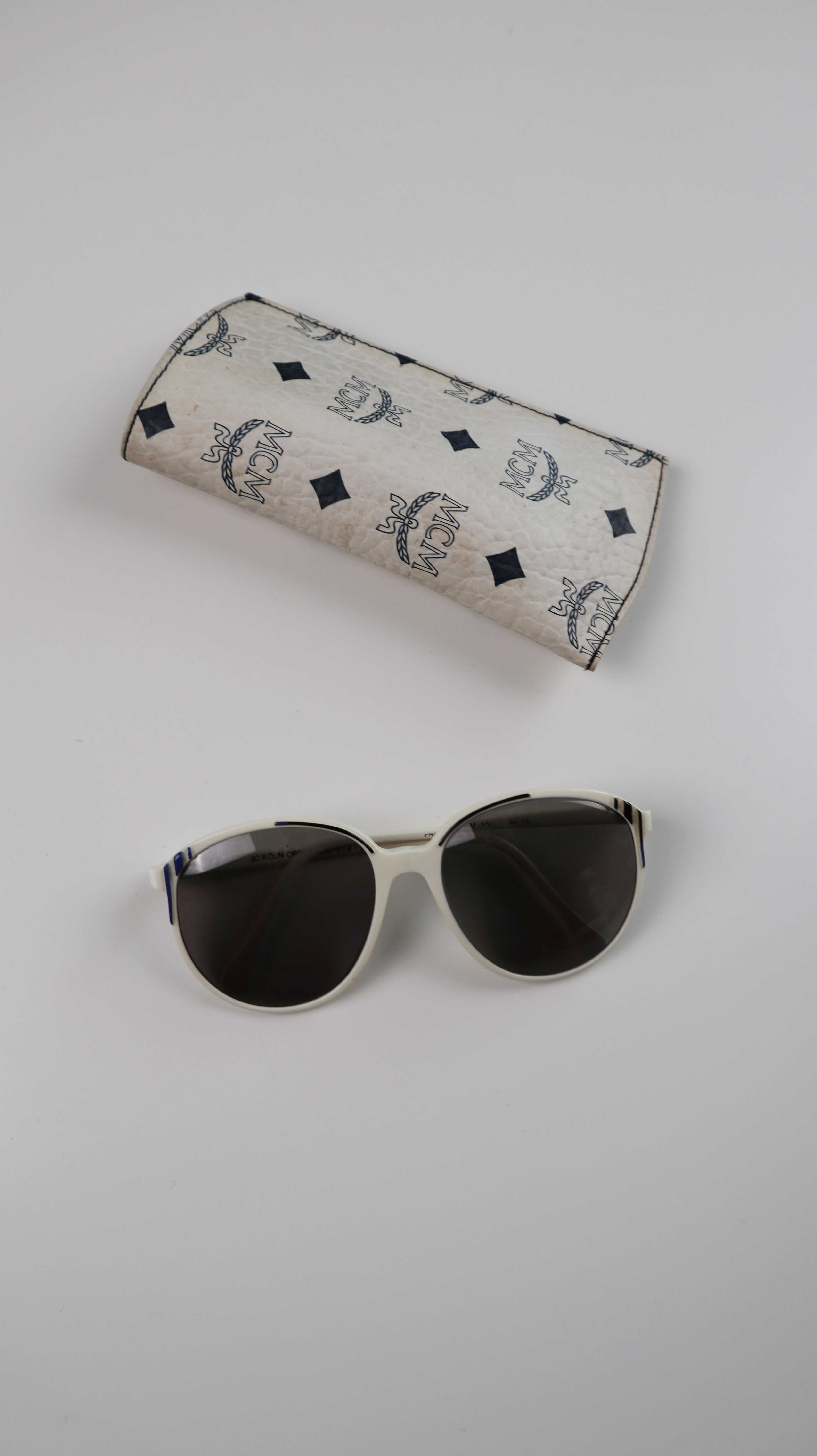 True Vintage Sonnenbrille weiß blau retro rund Oval Damensonnenbrille