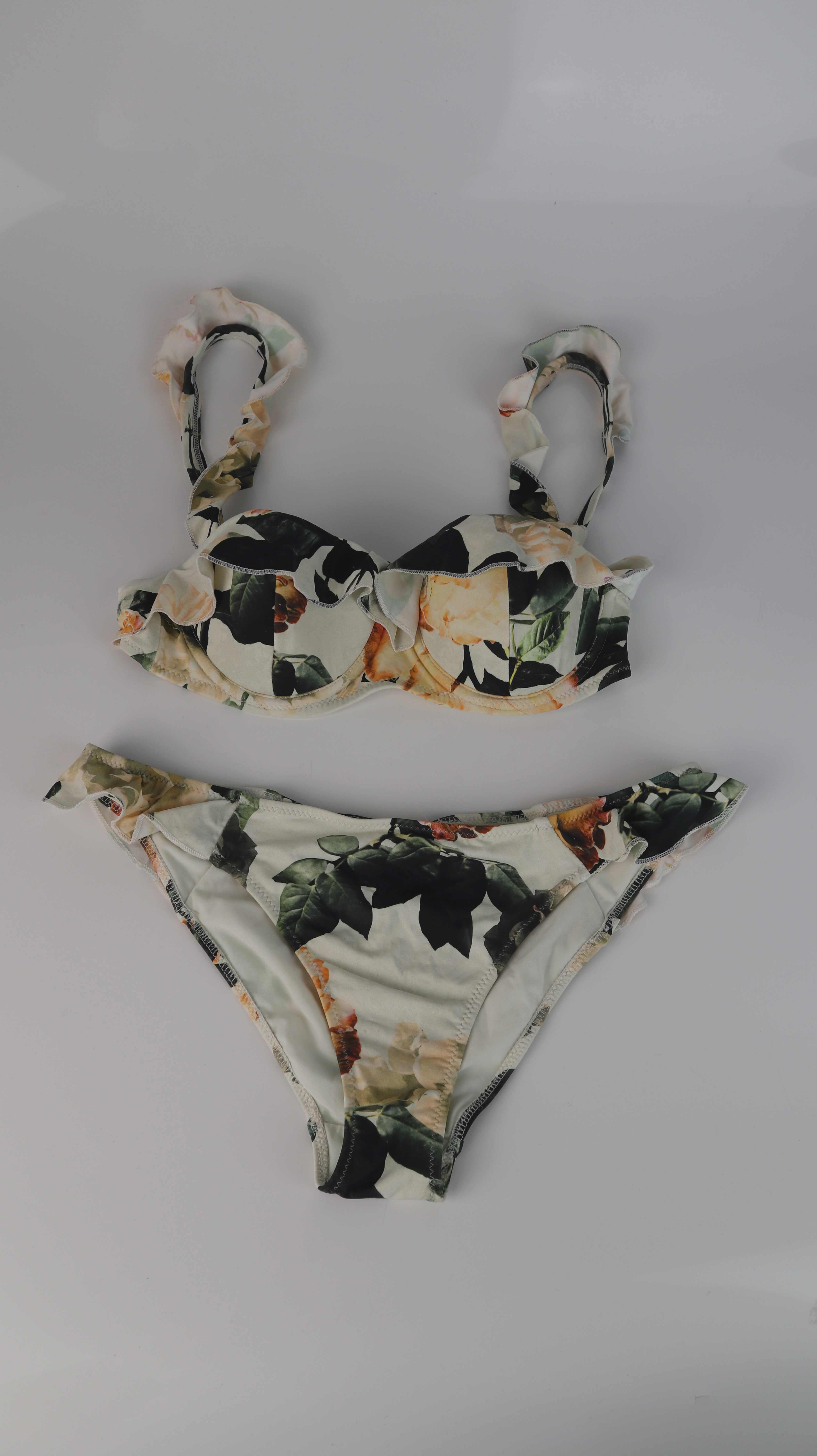 Bikini Creme weiß grün 36 S 75 C Trägerbikini