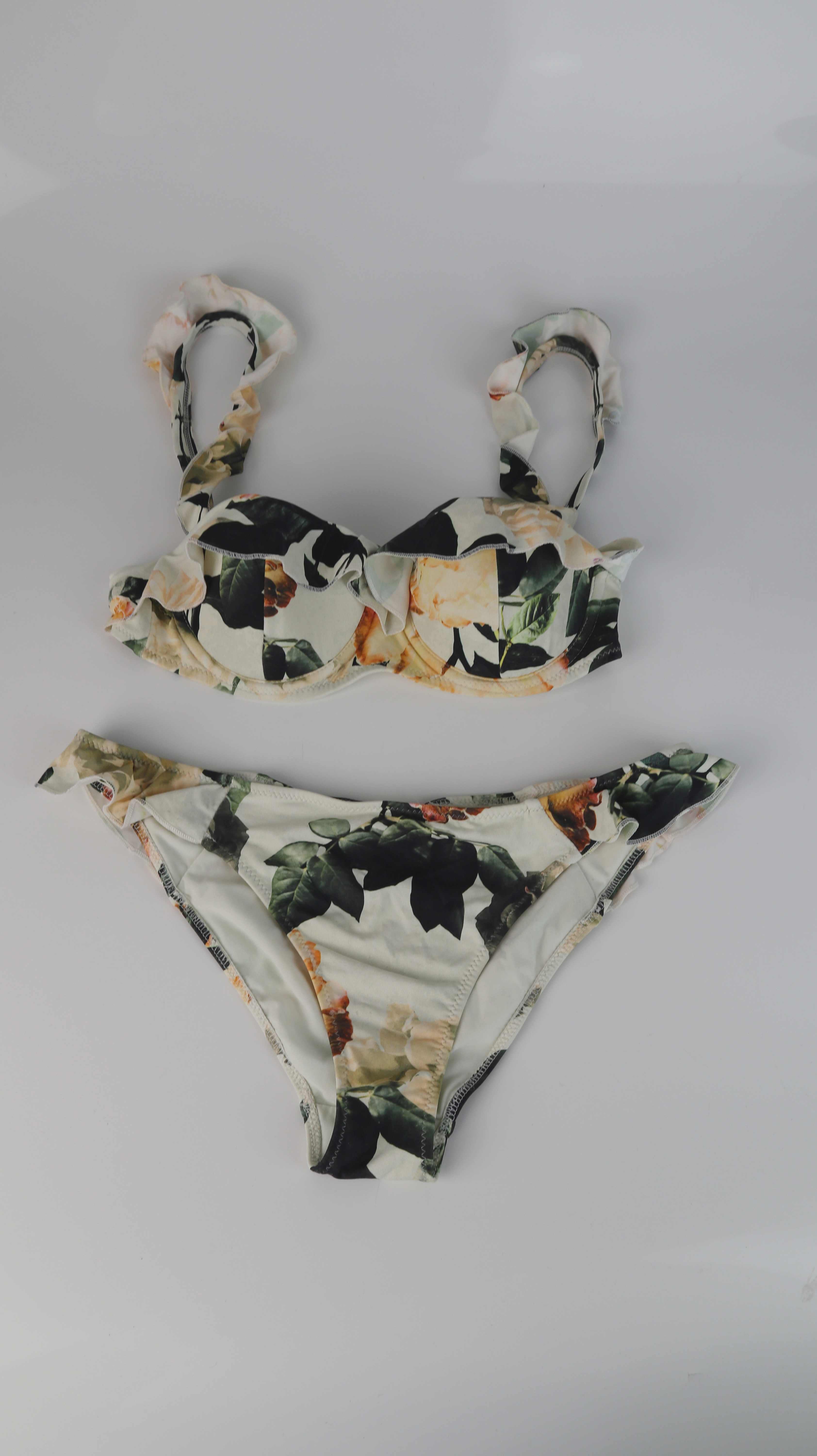 Bikini Creme weiß grün 36 S 75 C Trägerbikini