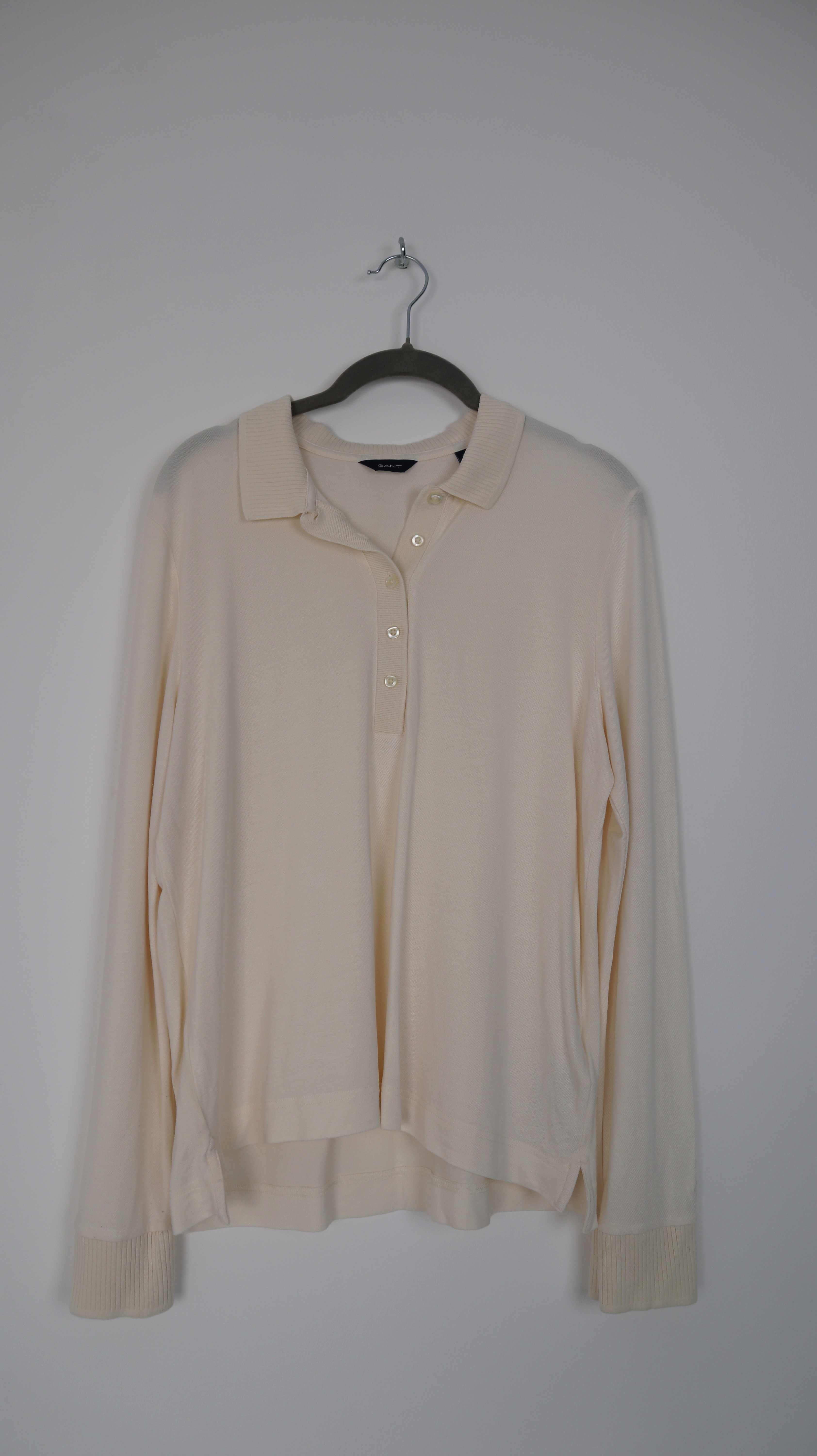 Gant Shirt Creme Longsleeve Oberteil 40 L weiß einfarbig