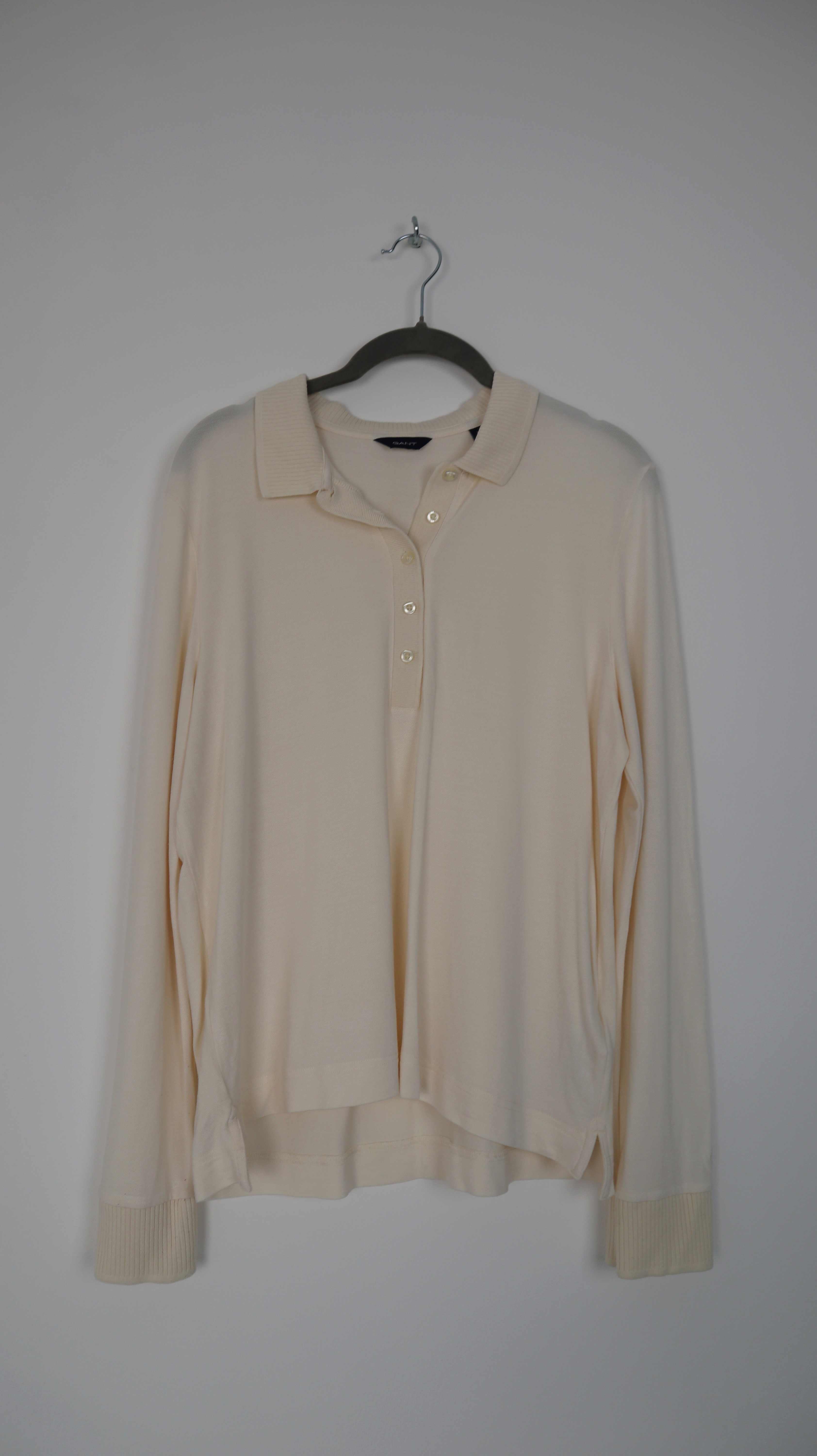 Gant Shirt Creme Longsleeve Oberteil 40 L weiß einfarbig