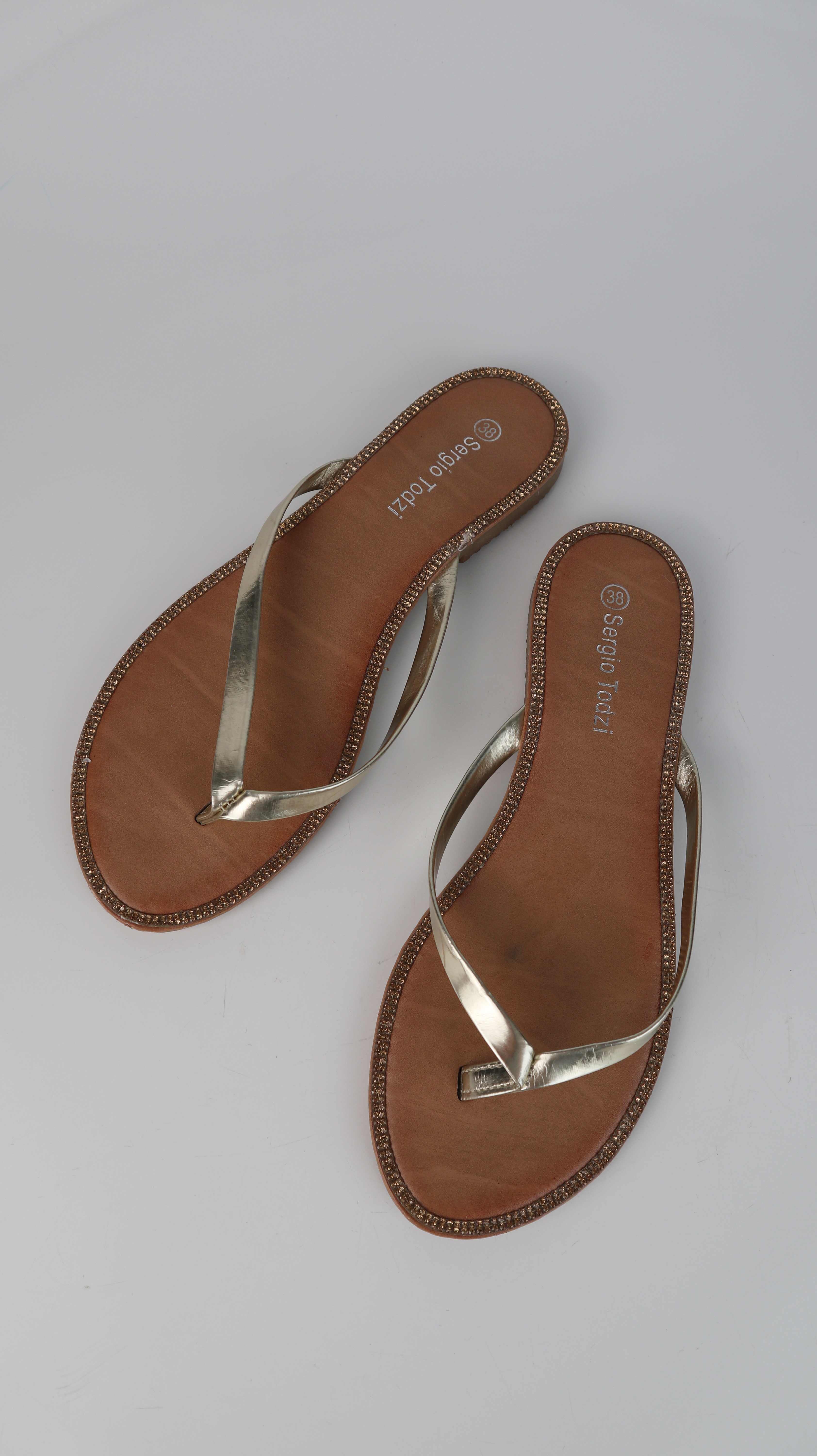 Sergio Todzi Flip Flops Gold 38 Glitzer Sommerschuhe