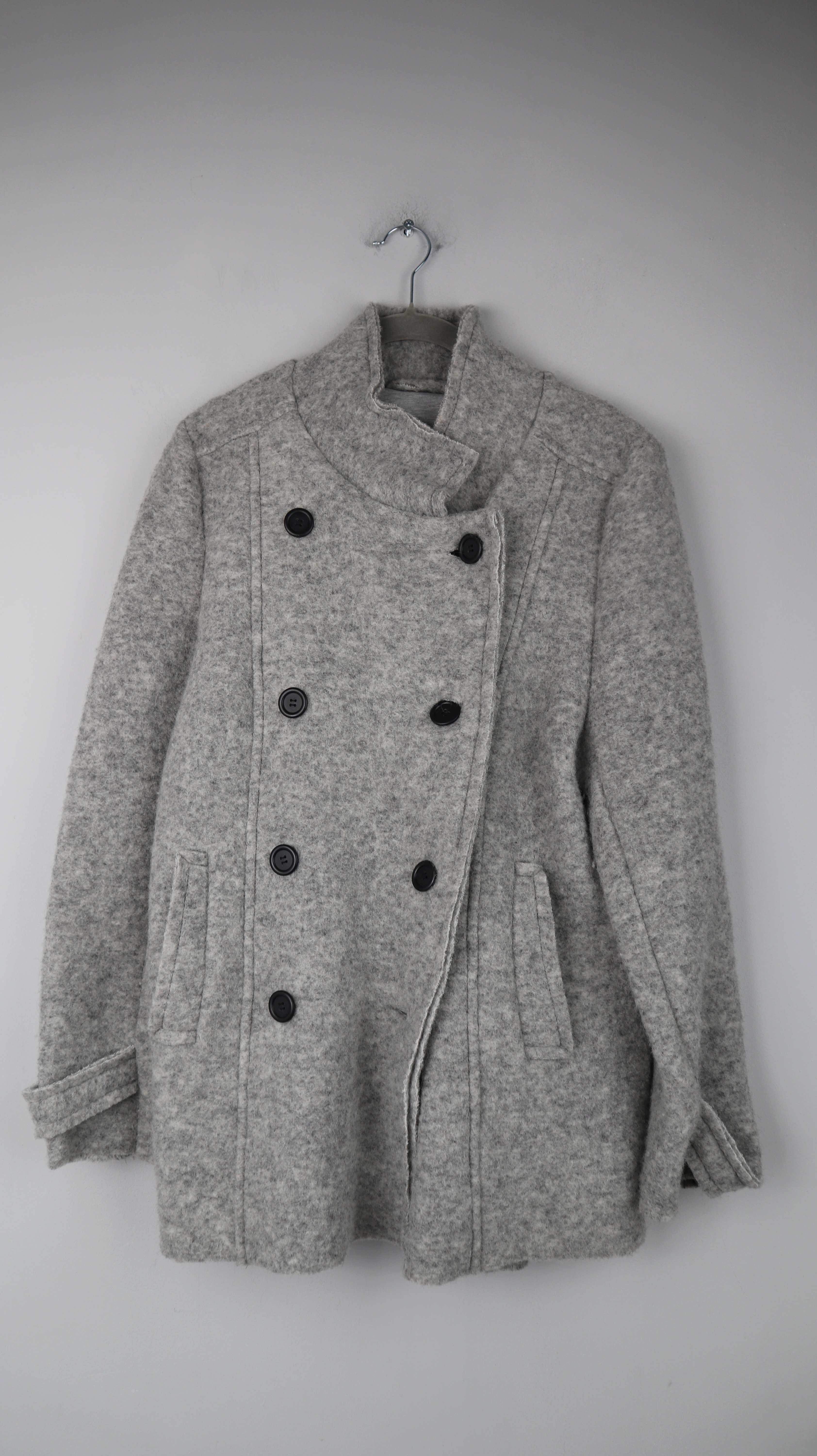 Mantel Jacke Grau Wolle Cabanjacke Wolljacke 40 L