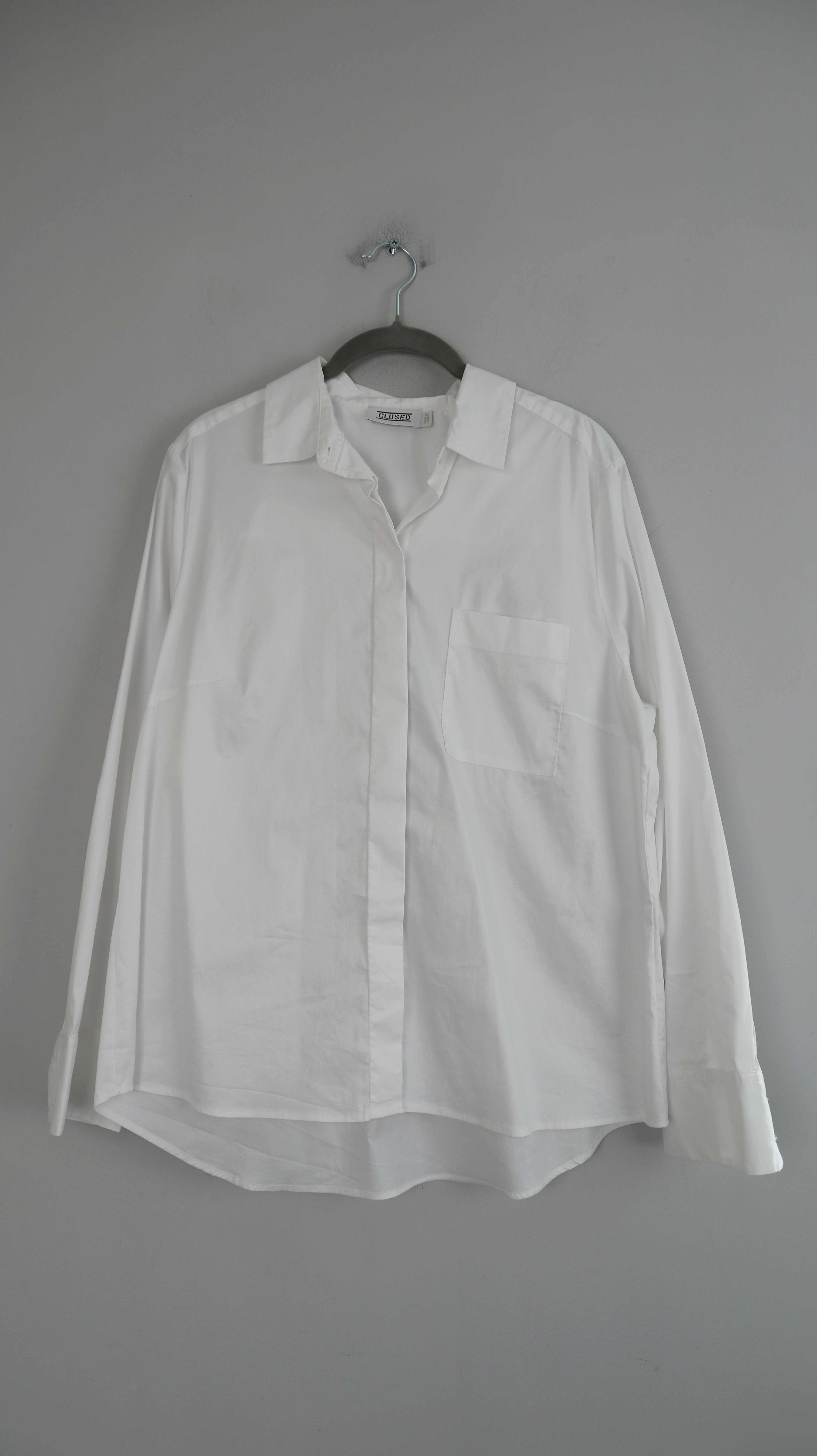 Closed Bluse weiß Hemd Shirt Oberteil 38 M basic einfarbig Langarm