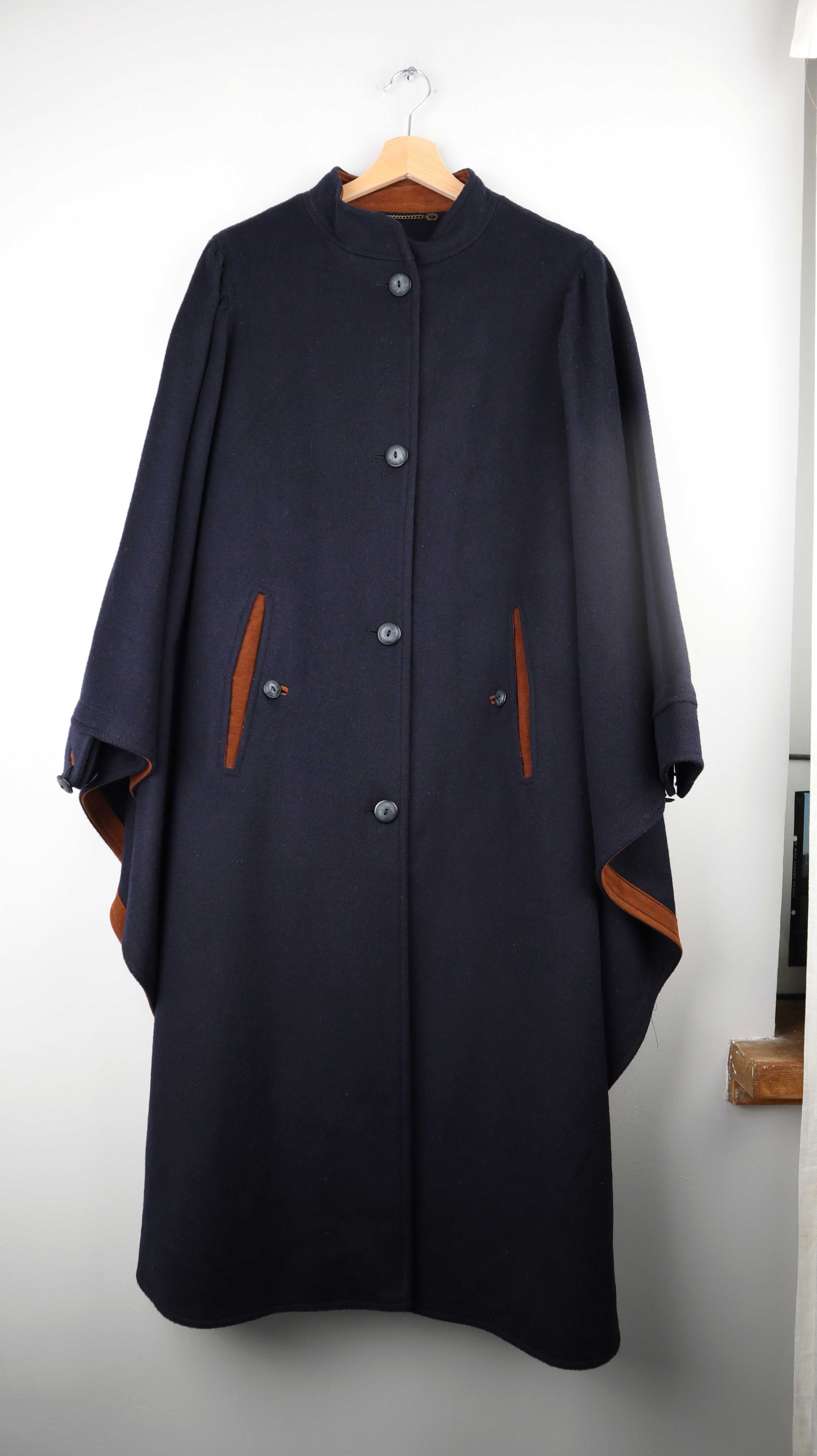 Alpenloden Mantel Blau dunkelblau 38 M Schurwolle Oversized