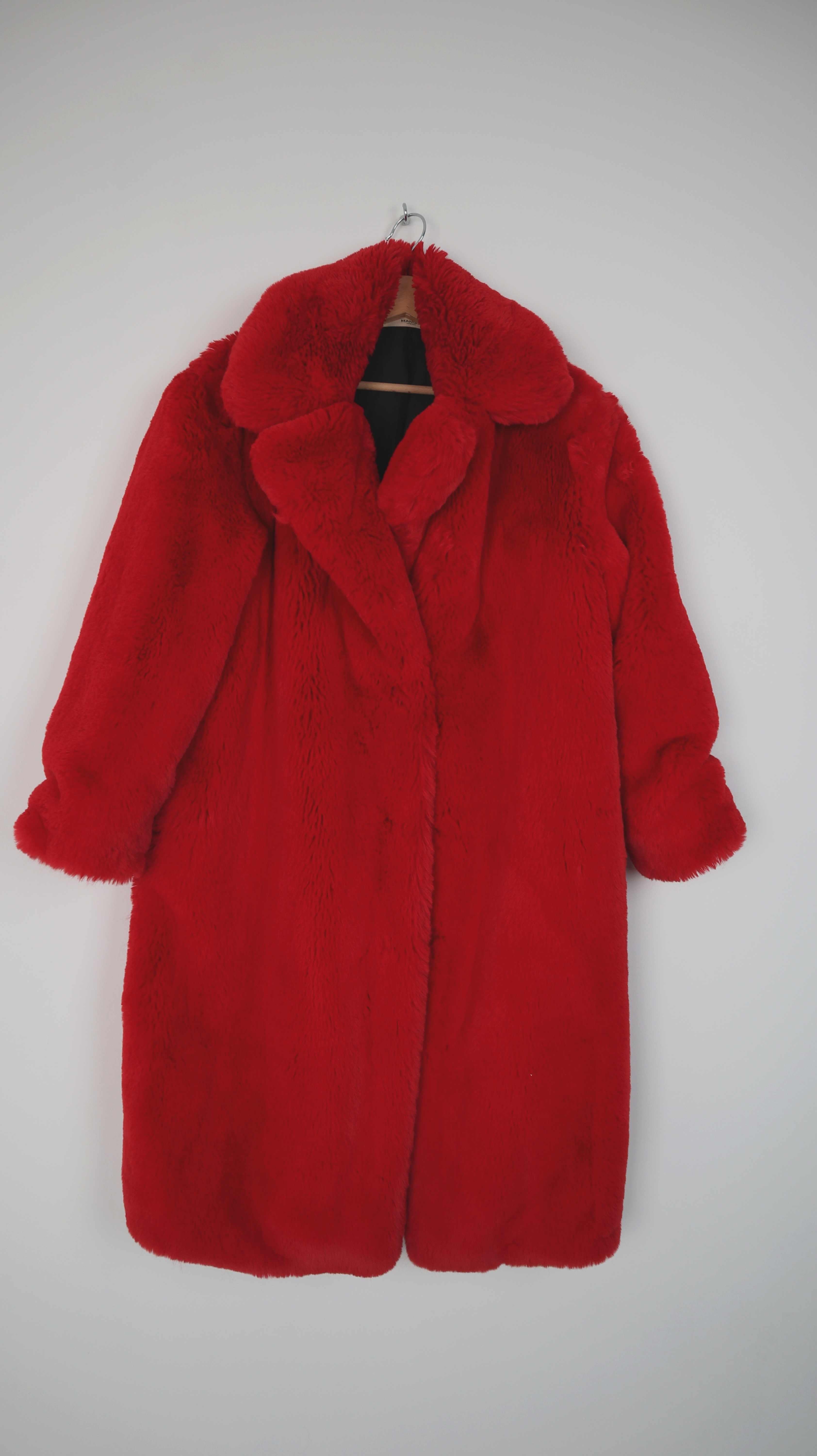 Mango Mantel Teddymantel rot M/L oversized Fellmantel