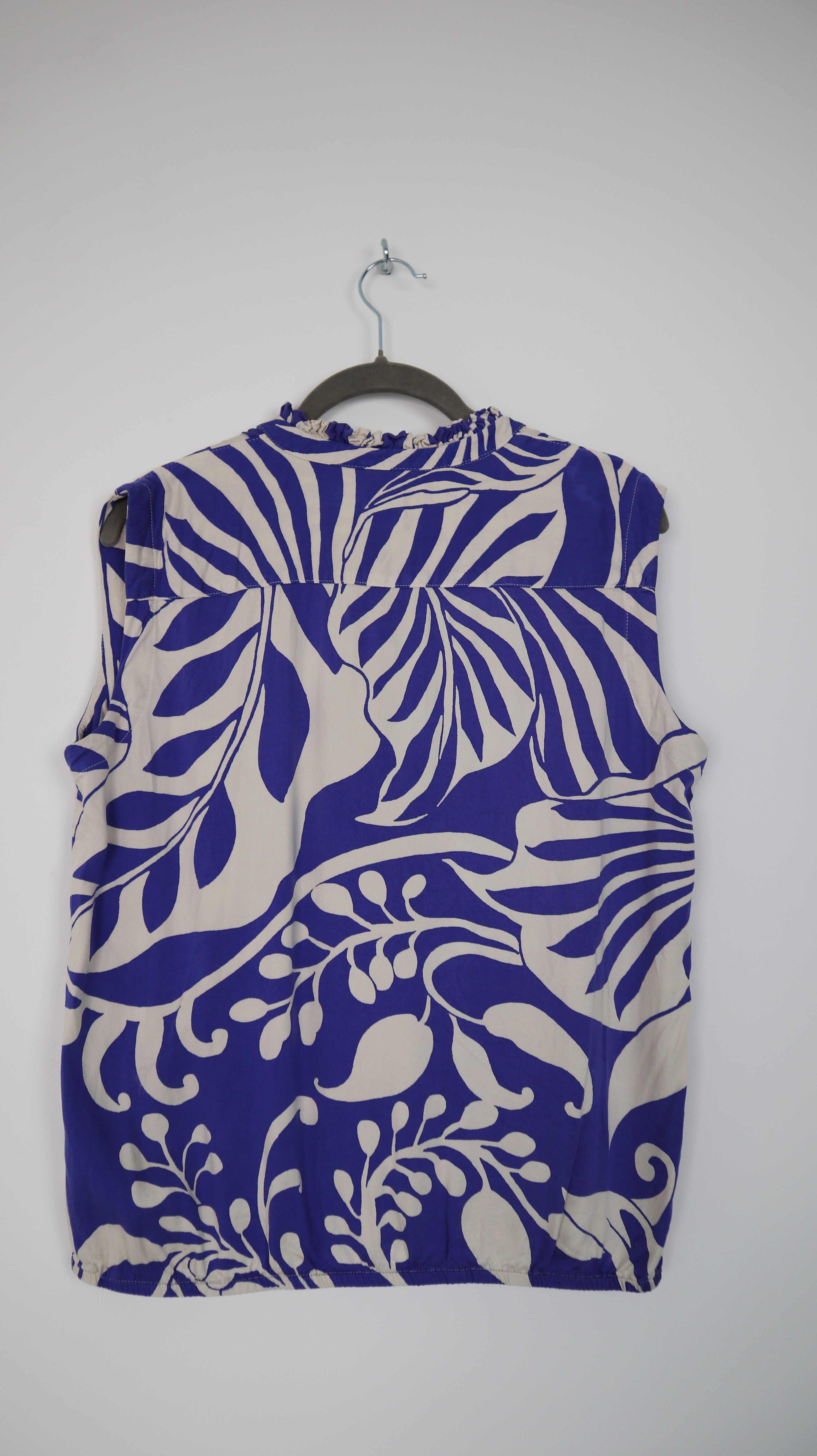 Emily van den Bergh Bluse 40 L blau weiß Shirt Oberteil Muster
