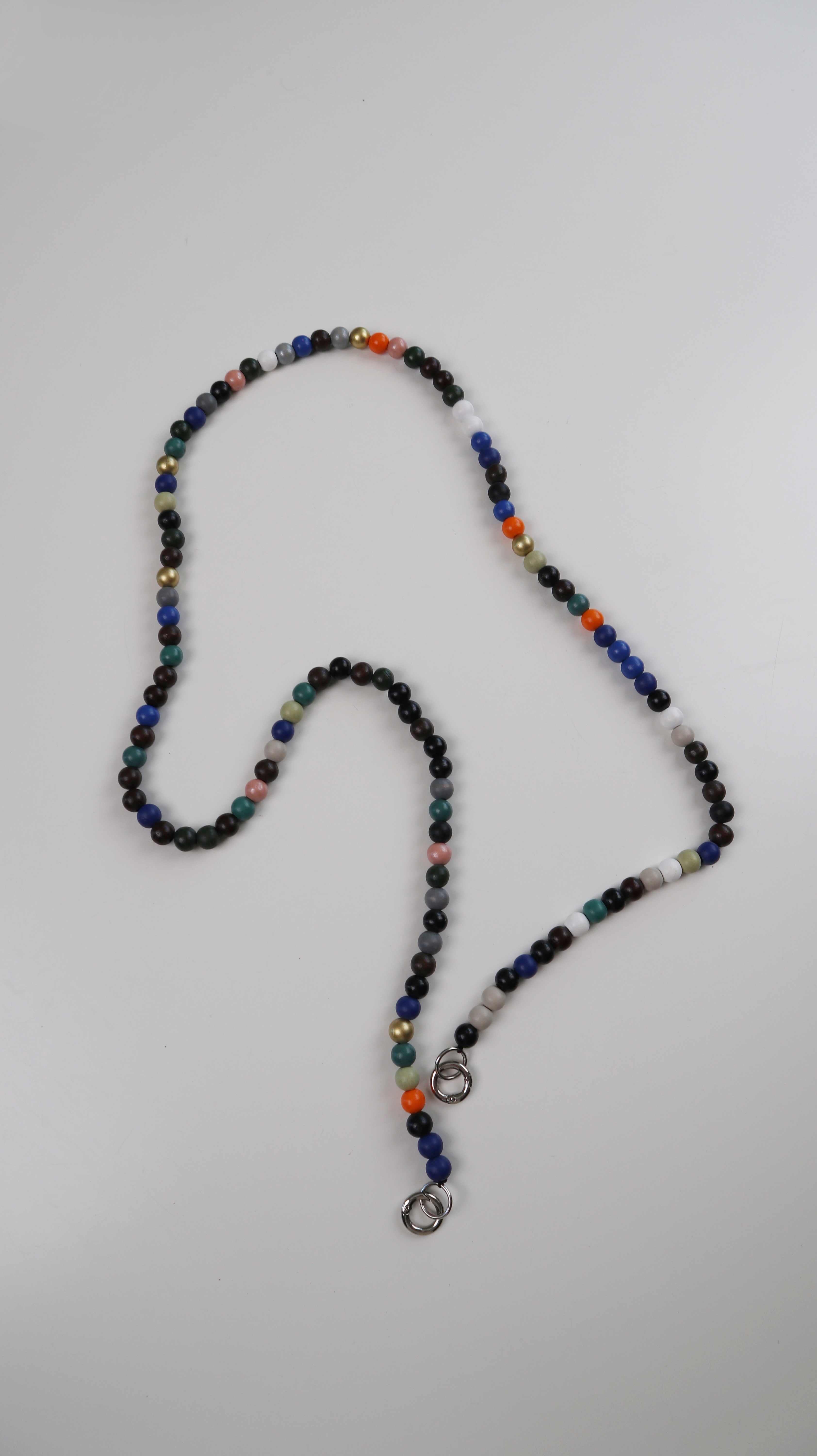 Handykette Holzperlenkette bunt blau Orange Kette