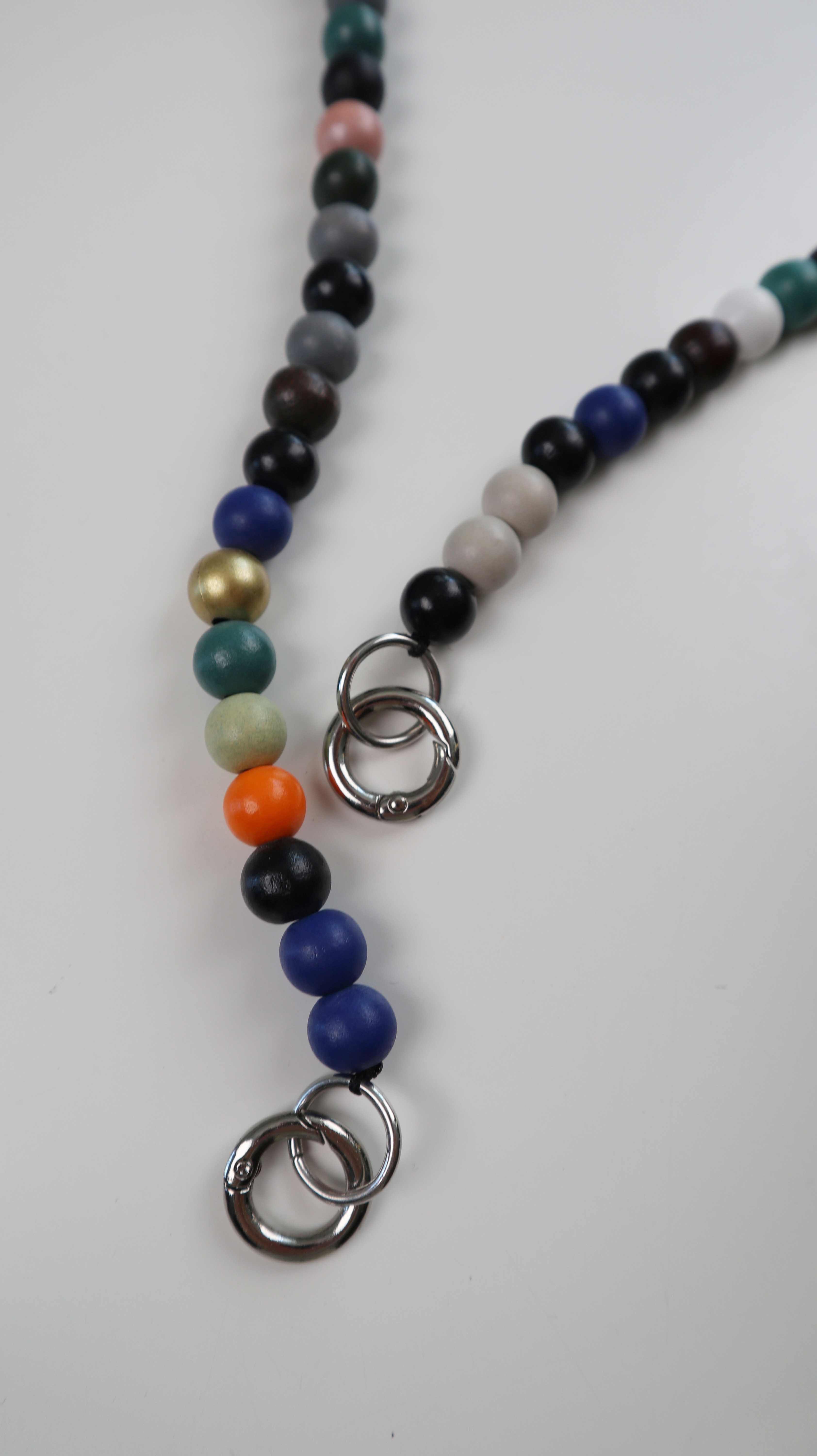 Handykette Holzperlenkette bunt blau Orange Kette