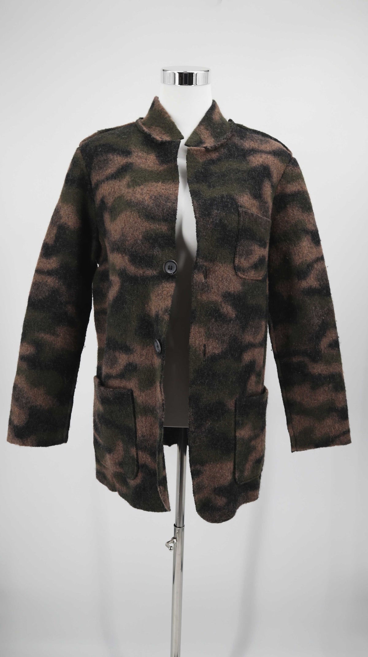 Ganesh Jacke Wolljacke Mantel Camouflage grün braun 38 M