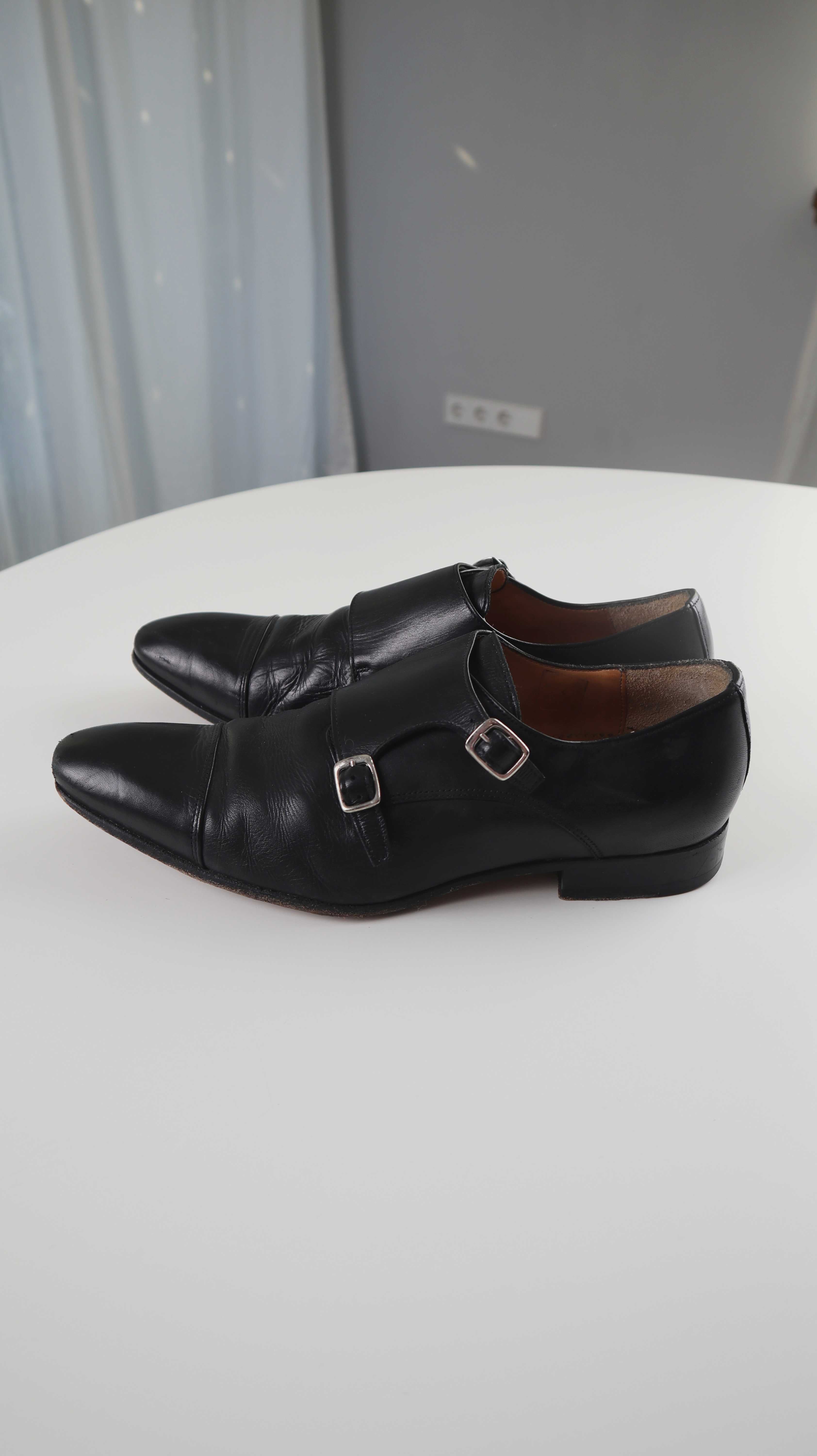 Linus Budapester Loafer schwarz Lederschuhe 42 Schnallen Glattleder