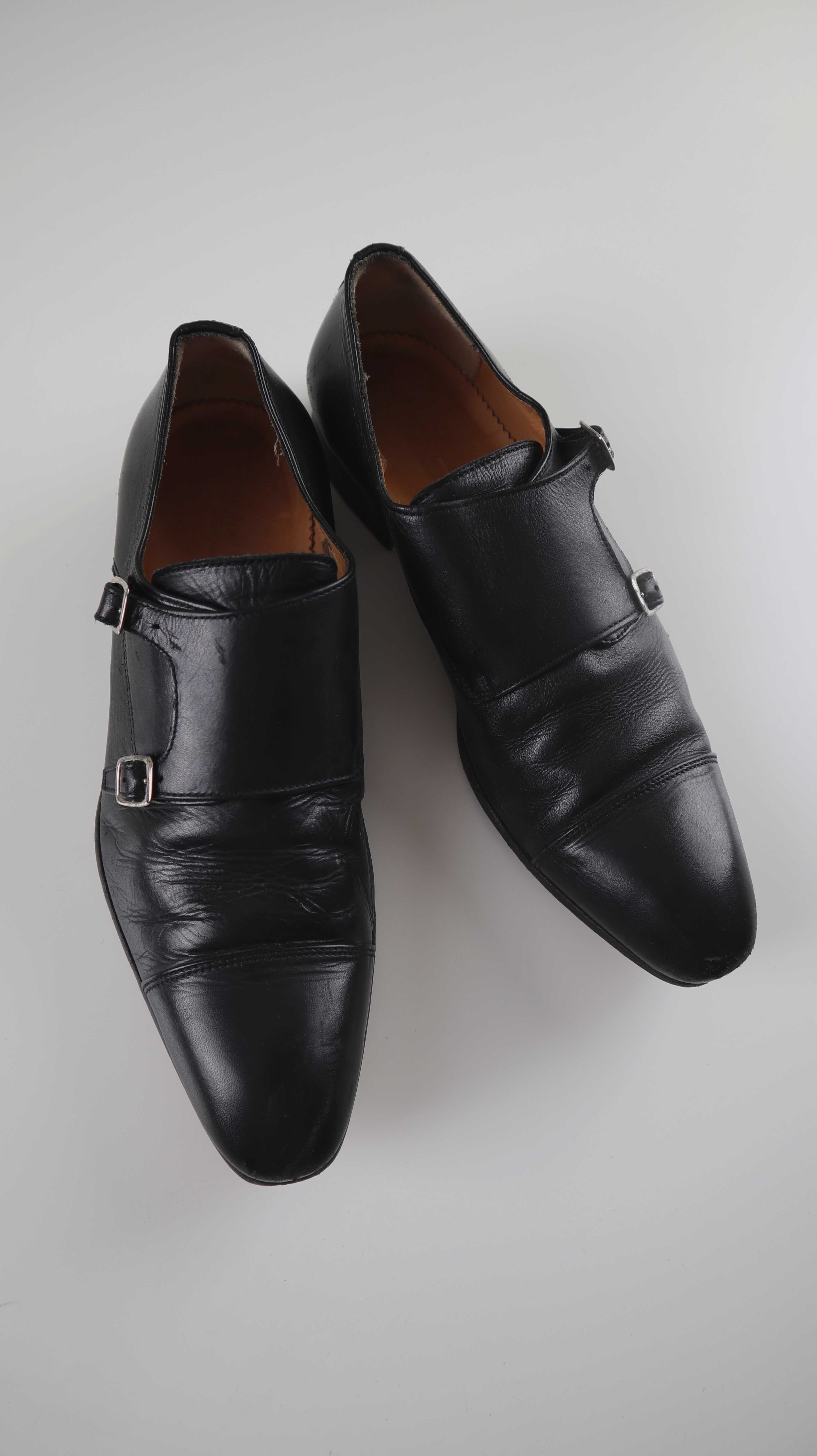 Linus Budapester Loafer schwarz Lederschuhe 42 Schnallen Glattleder