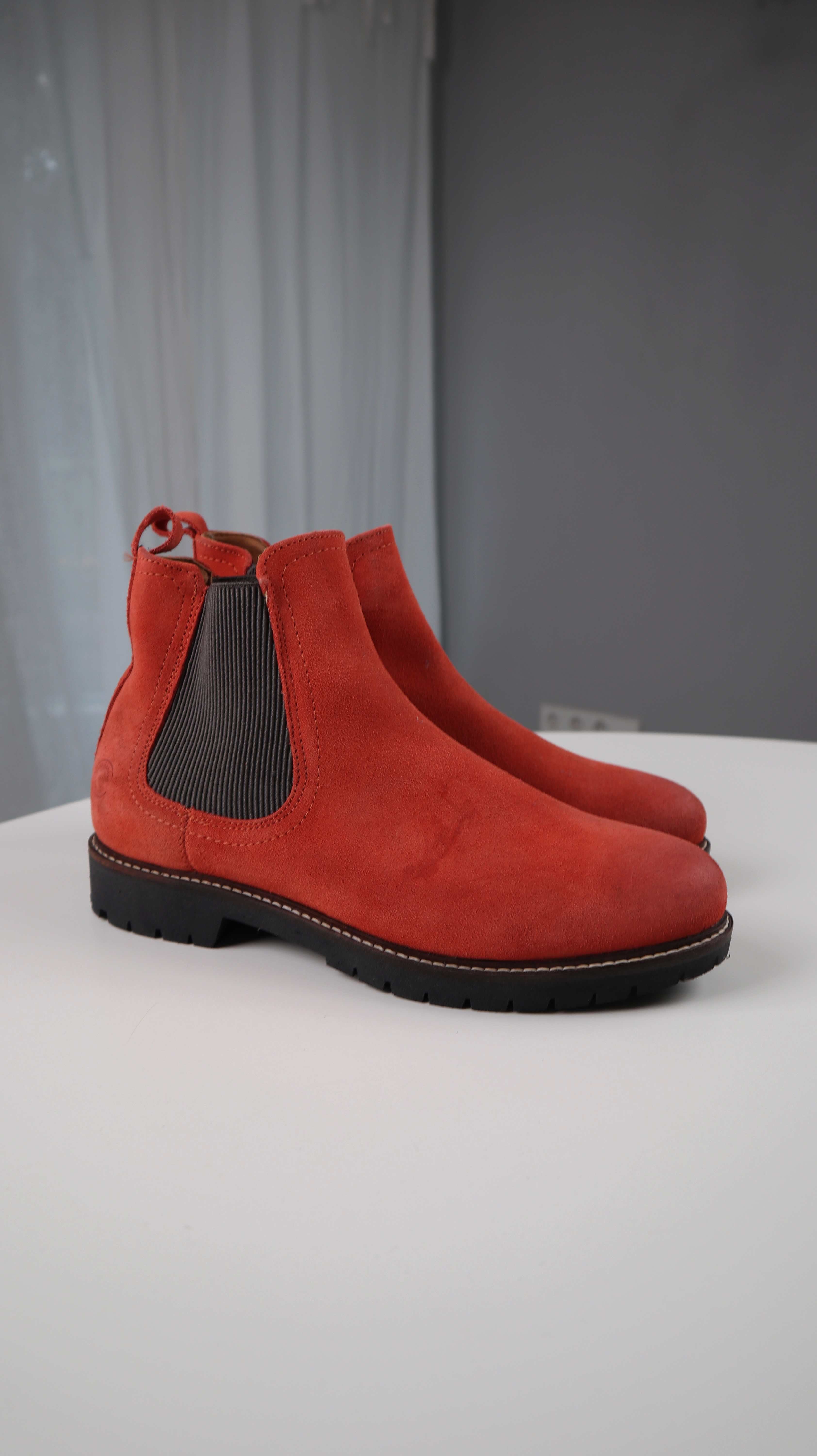 Salamander Stiefeletten 42 Orange Wildleder Chelsea Boots schwarz Neu