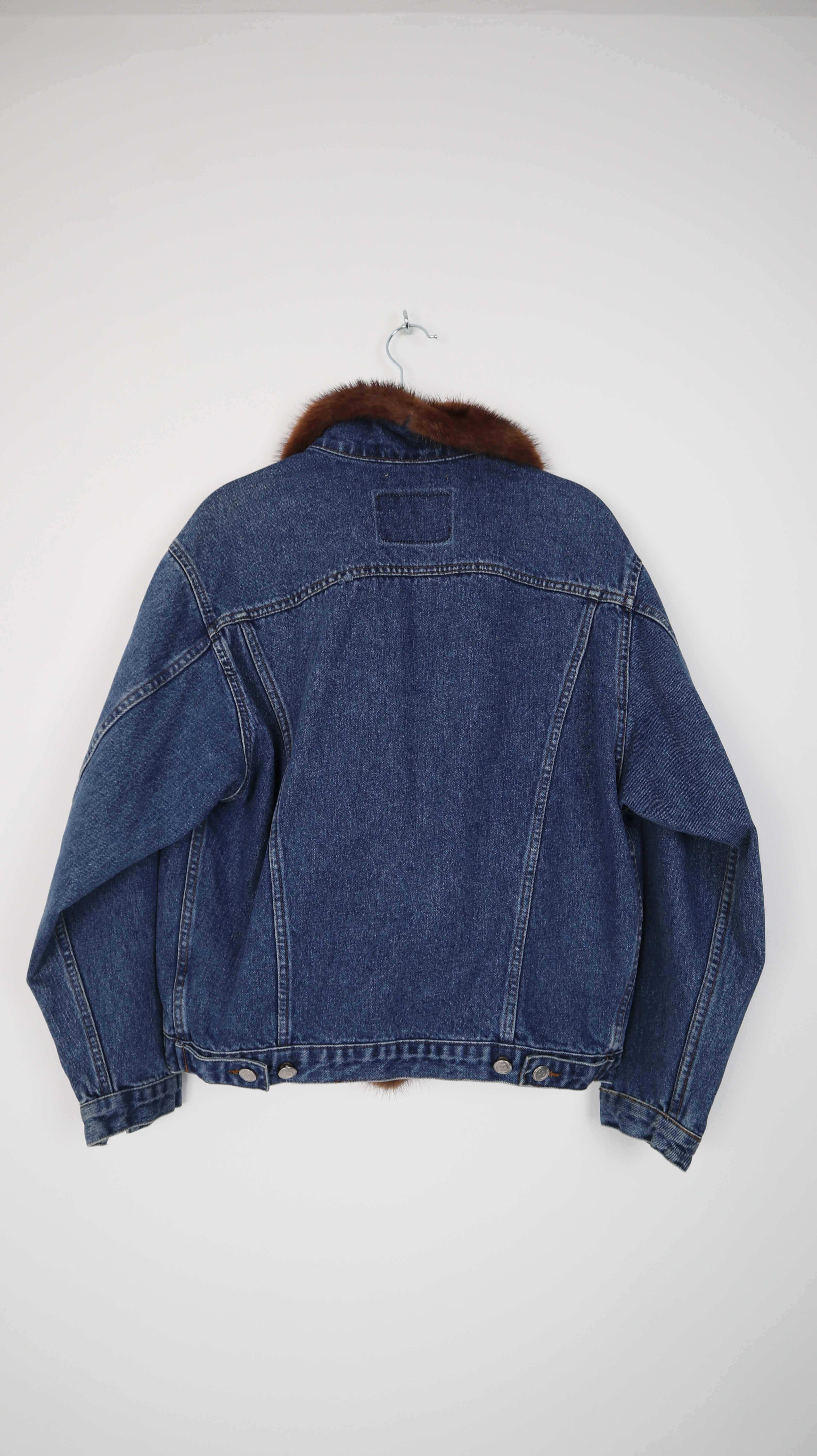 Red Rock Jeansjacke blau denim 36 S Fellkragen blau braun