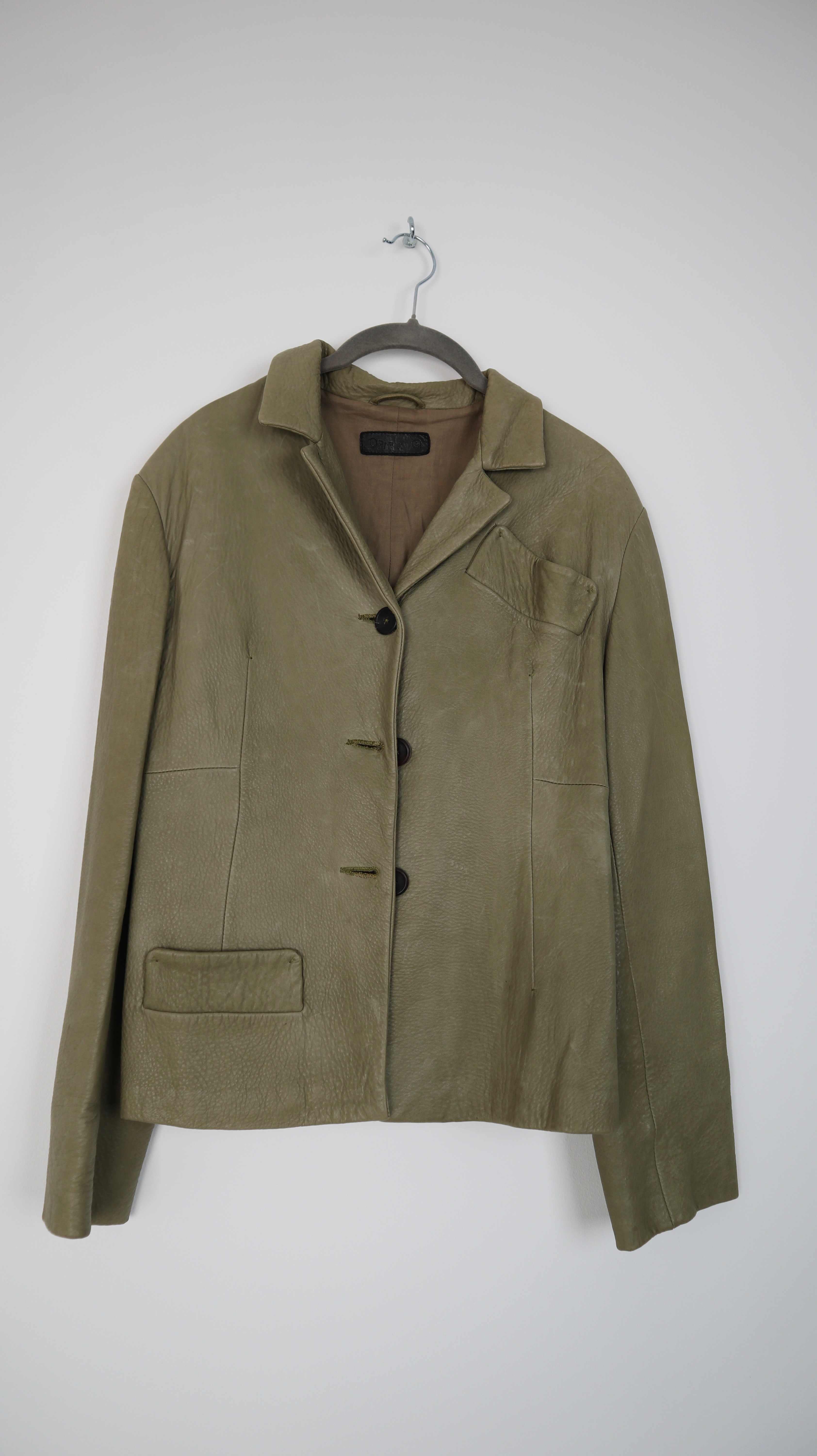 Opifix Jacke Lederjacke 36 S I Maestri Olivgrün Leder Hellgrün