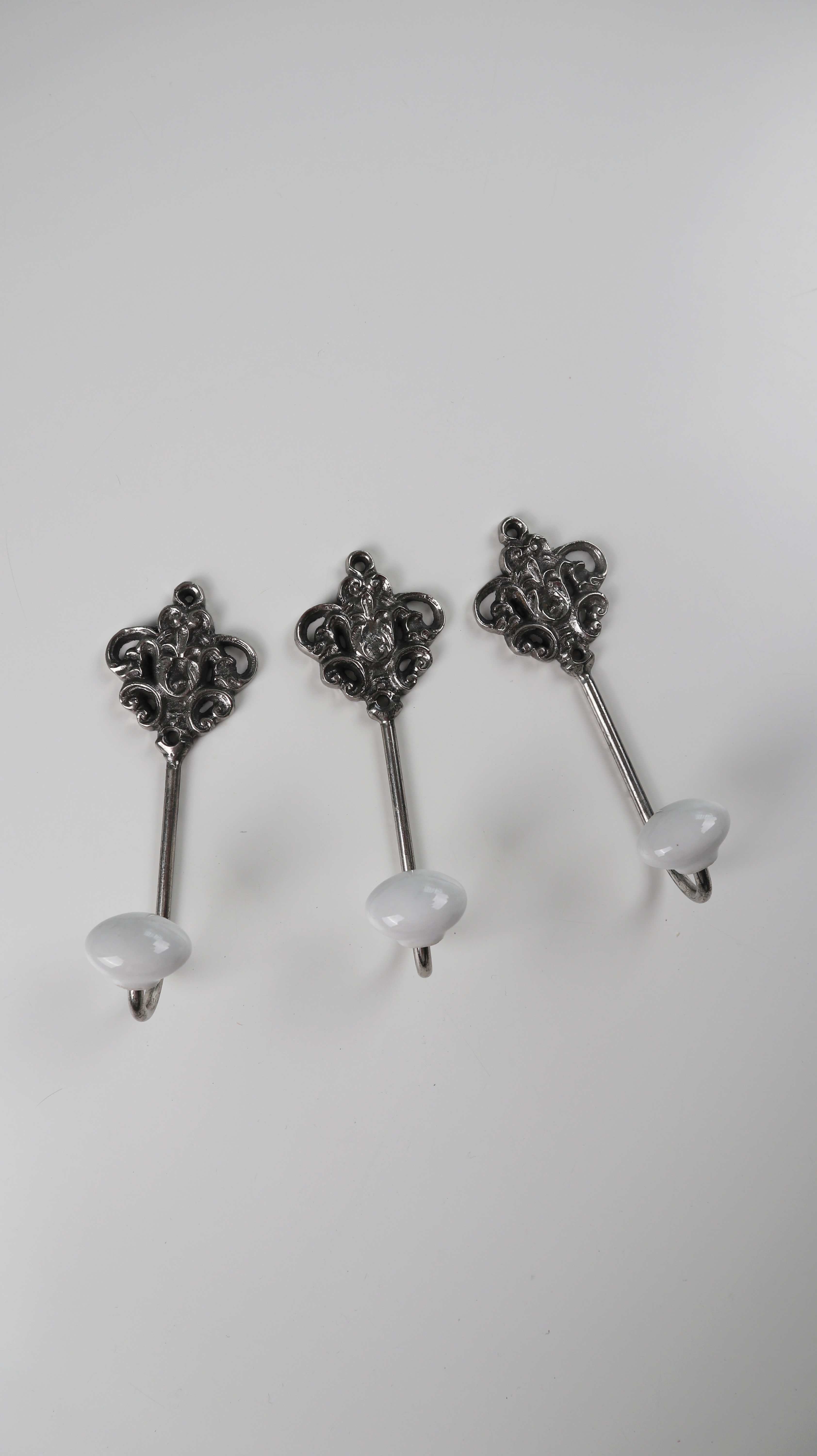 Garderobenhaken Haken Silber Weiß Drei Set Wandhaken Jackenhalter