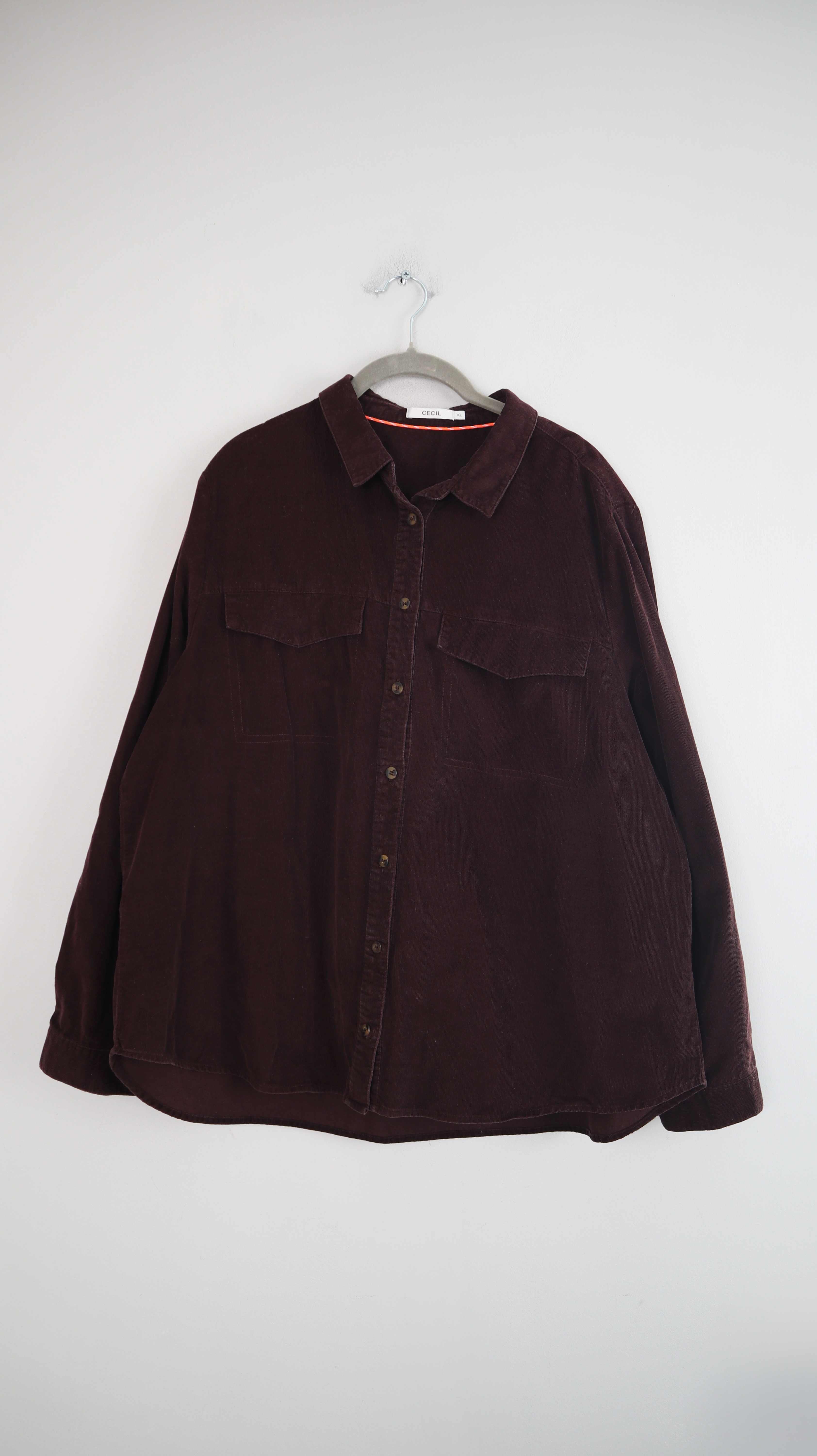 Cecil Hemd Cord Cordhemd Dunkelrot Bordeaux XL Shirt Oberteil