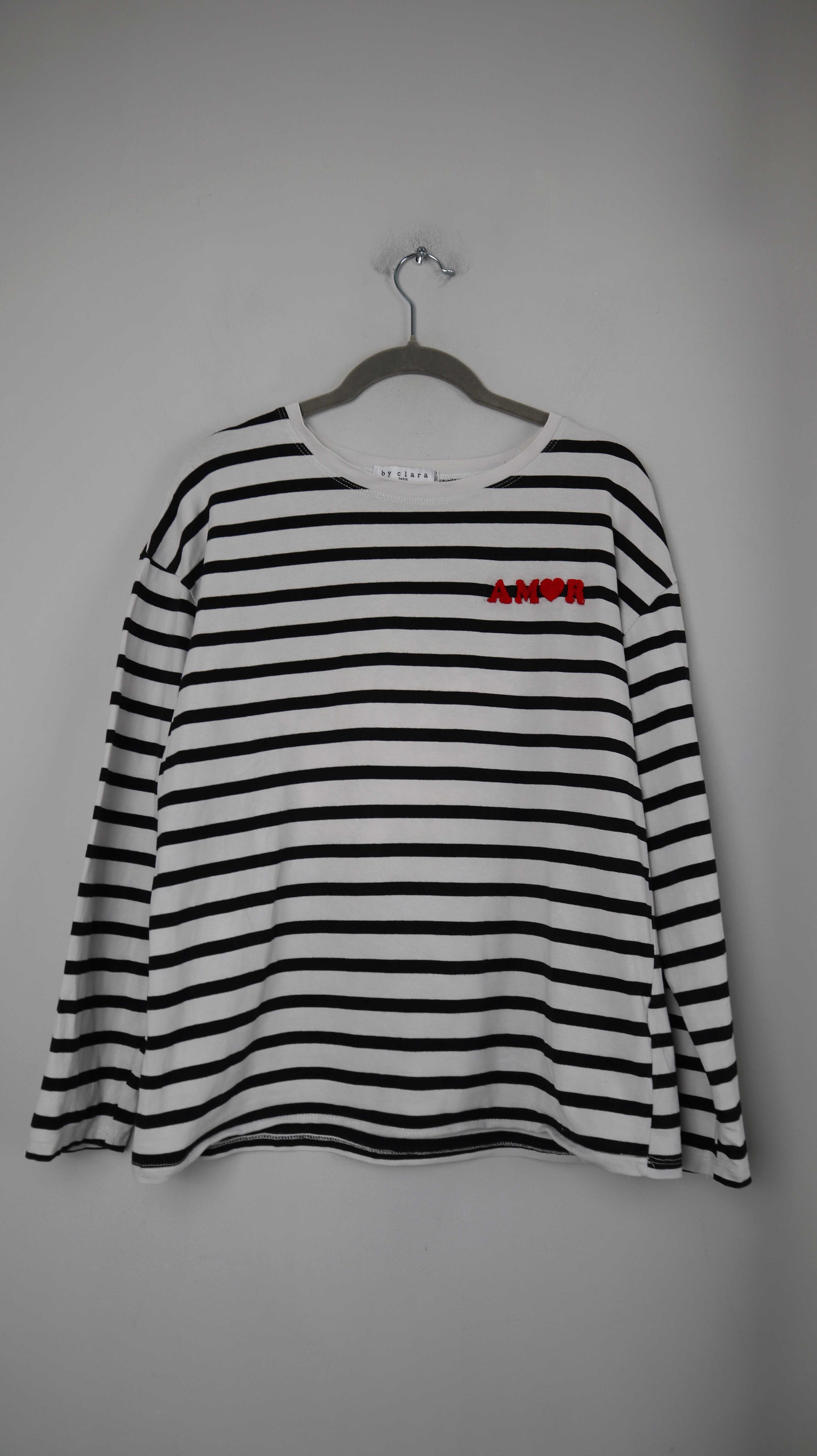 by clara Paris Shirt Longsleeve schwarz weiß gestreift 38 M Streifenshirt