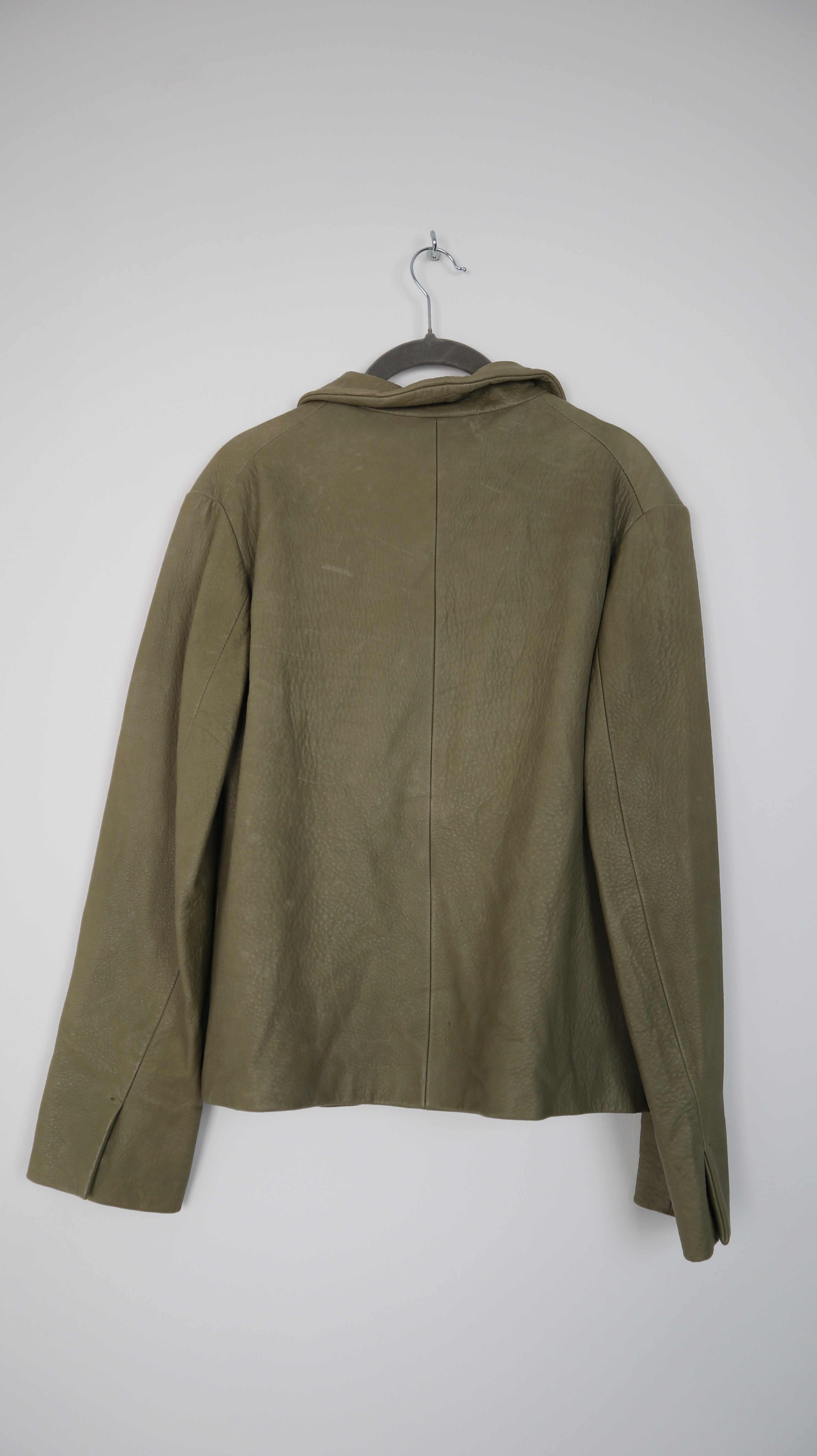Opifix Jacke Lederjacke 36 S I Maestri Olivgrün Leder Hellgrün