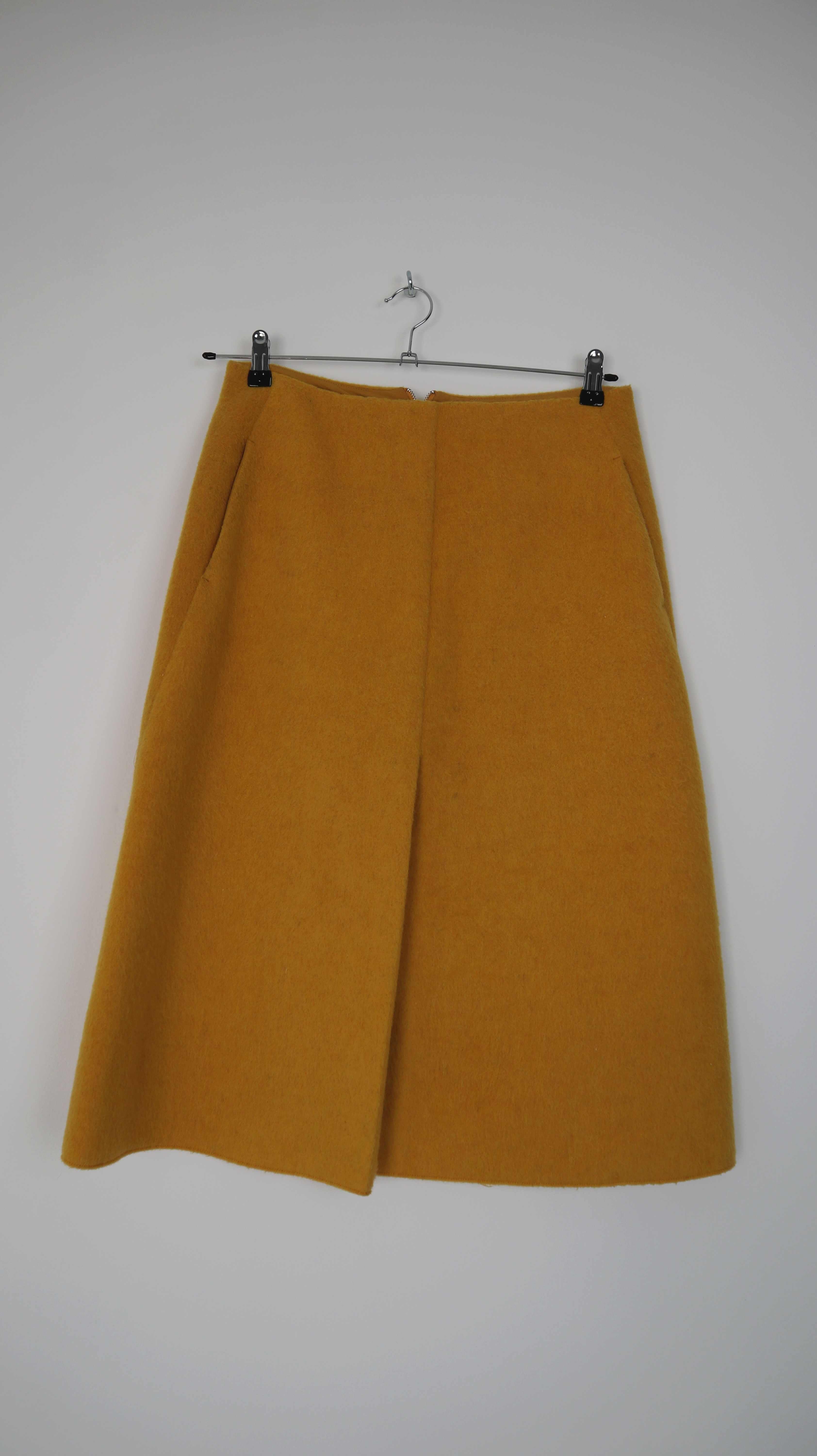COS Rock Gelb Wolle Wollrock A-Linie 38 M Midi Midirock