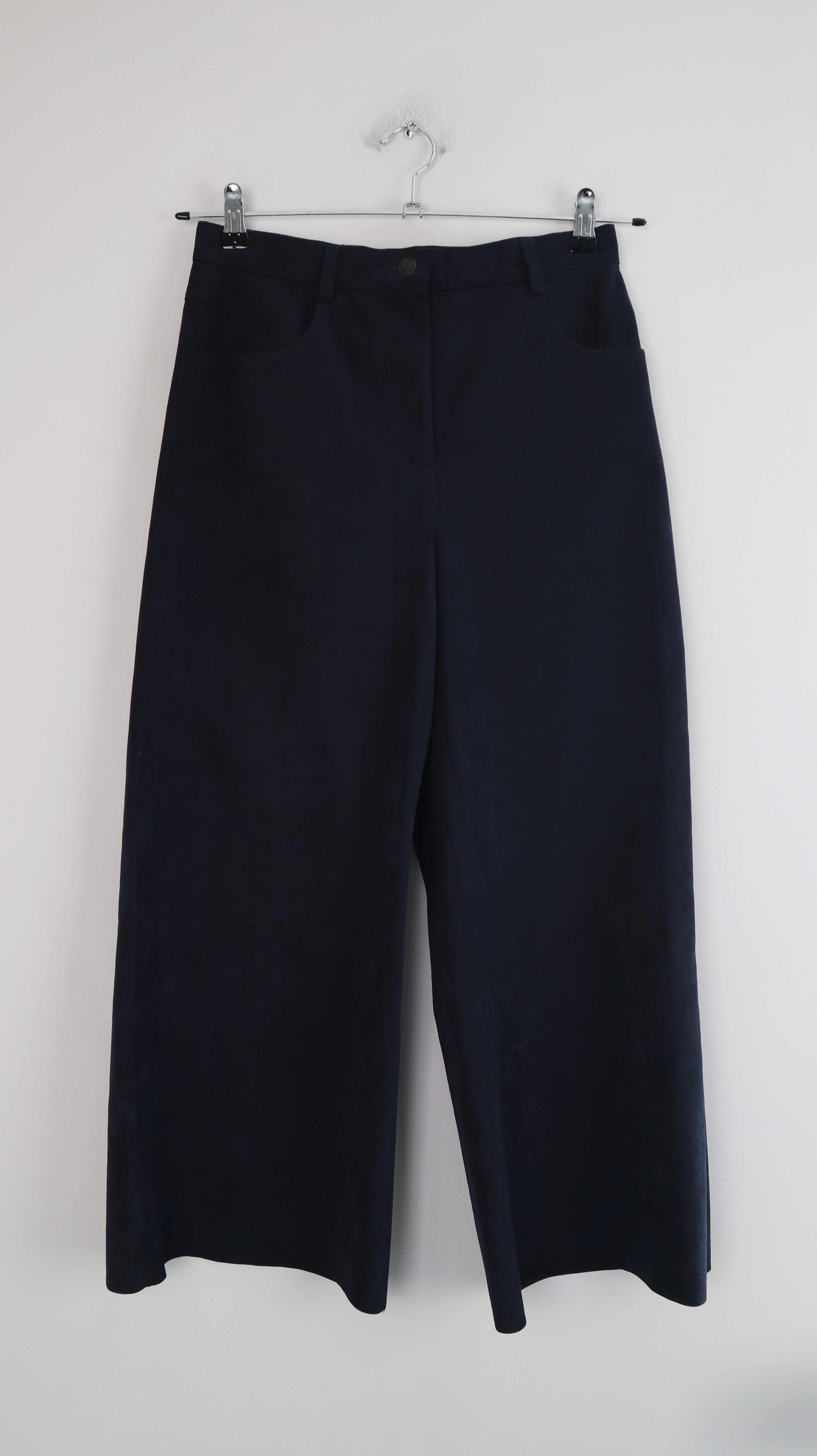 MSGM Milano Hose Blau 36 S Flared Stoffhose Schlag 7/8 Dunkelblau