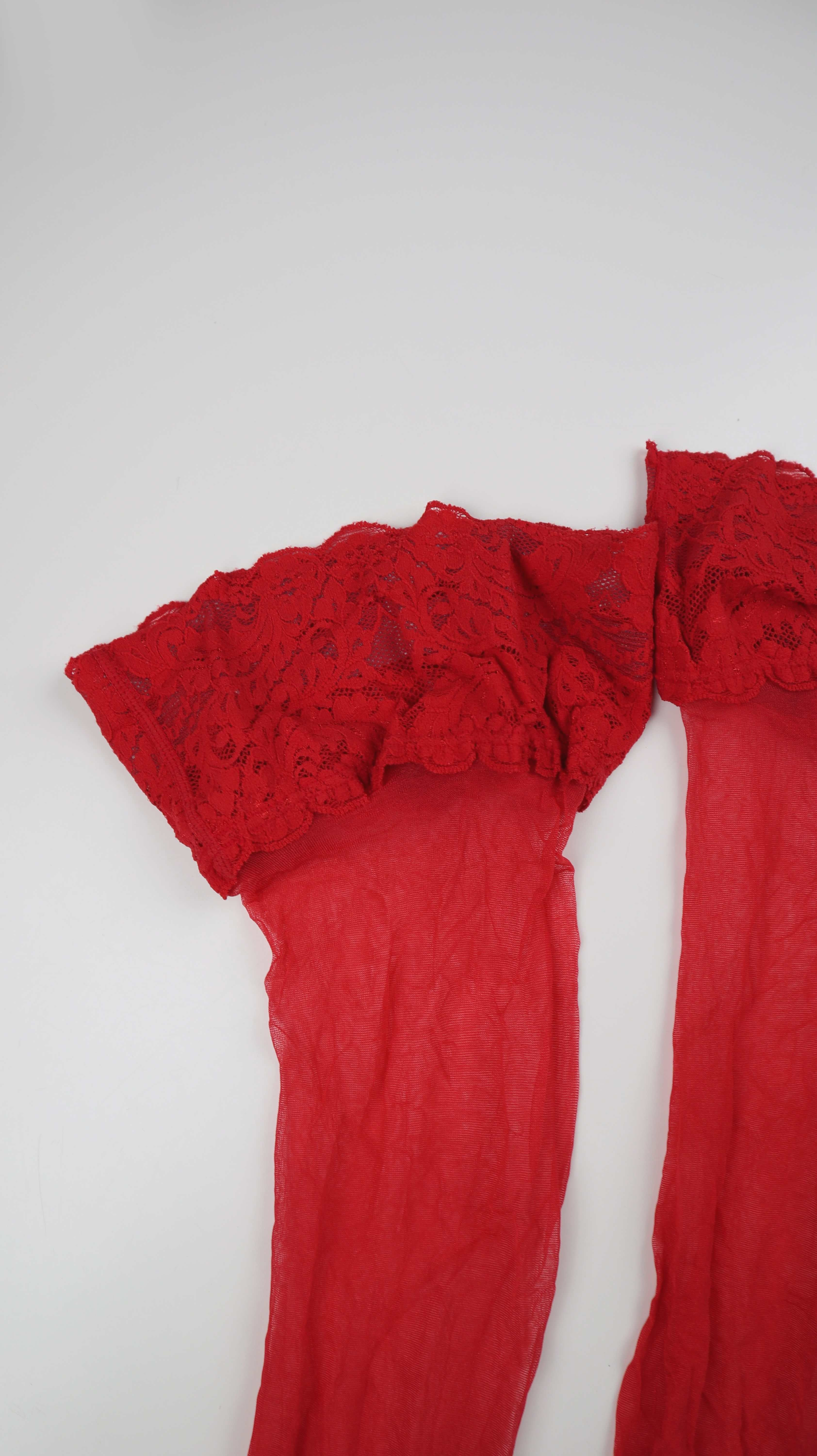 Wolford Strümpfe 40 L Rot Dessoustümpfe halterlos Overknee