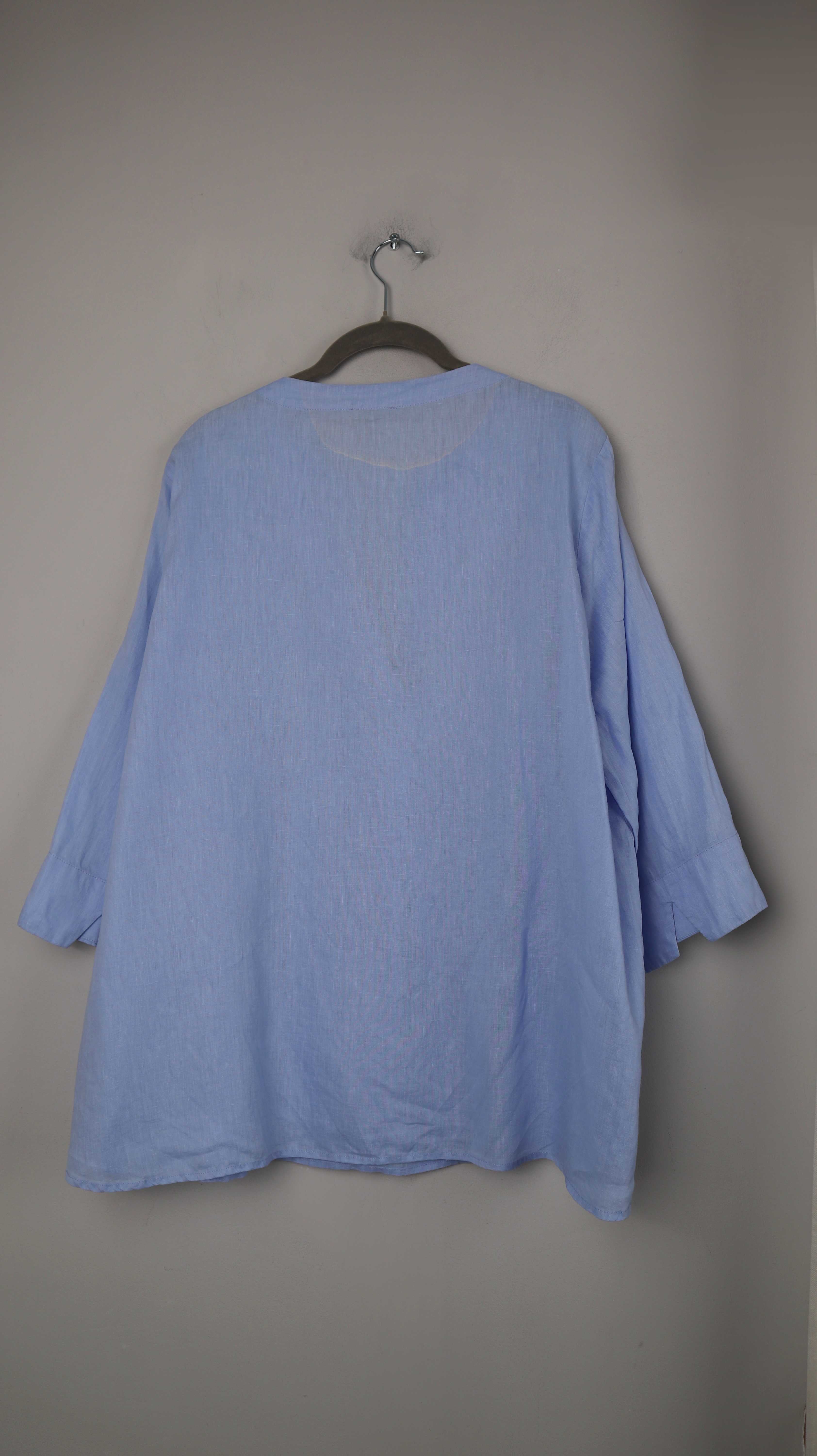 JC Sophie Bluse Blau Shirt Hemd Oberteil basic einfarbig Leinenbluse 40 L
