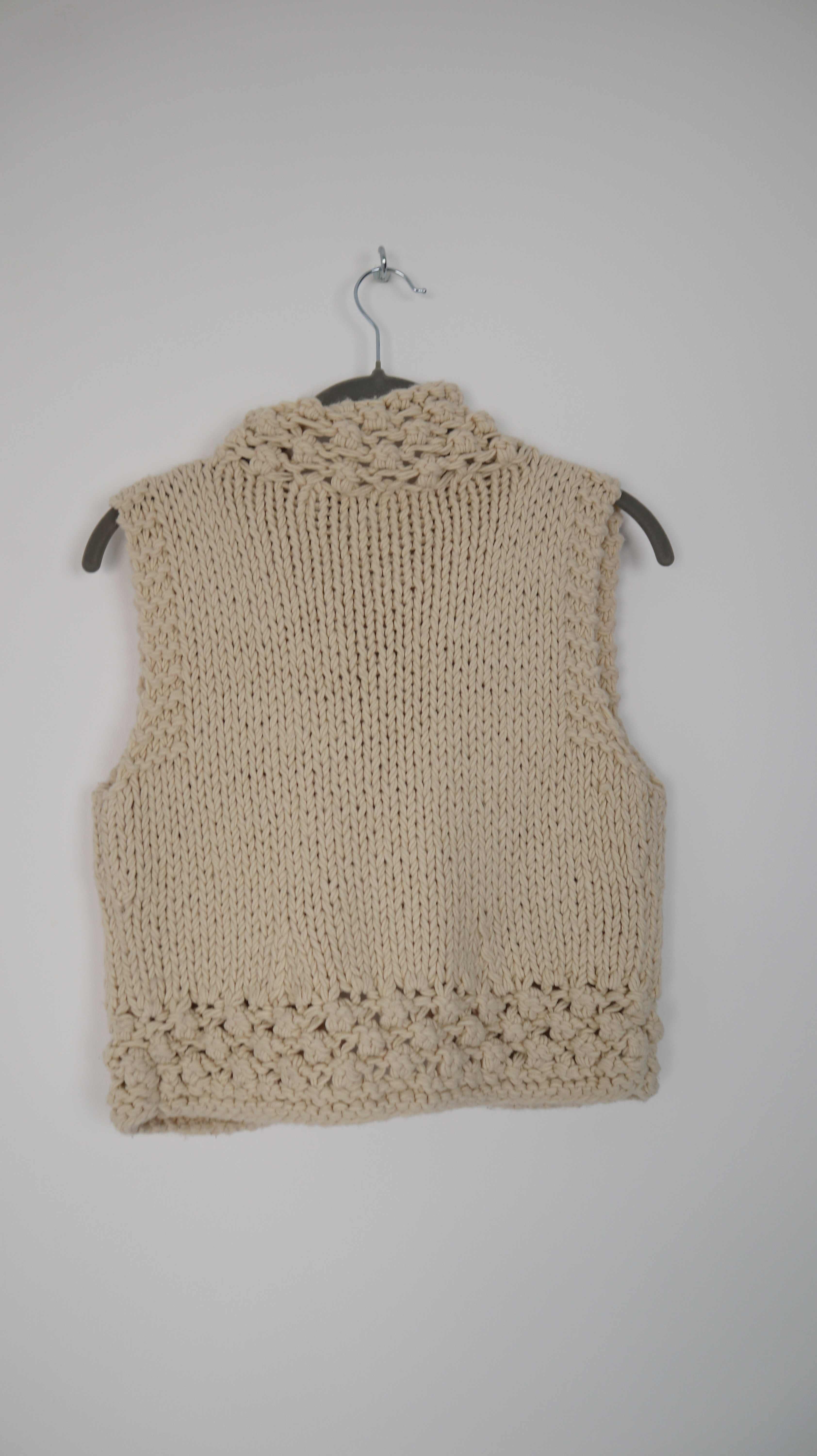 Laetitia Rosa Weste Fellweste Creme Beige 36 S Häkelweste Strickweste Hippie