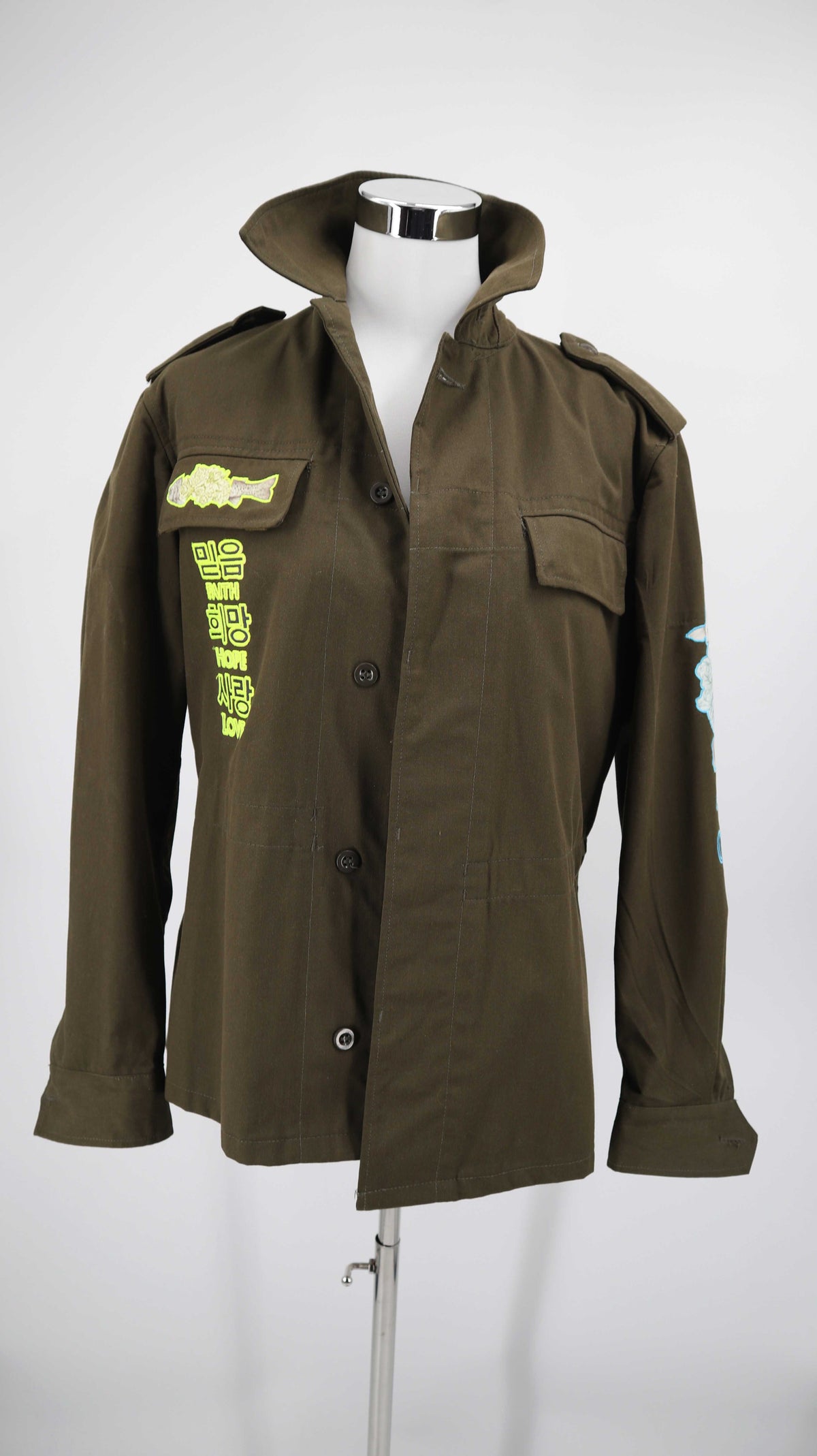 IRN Jacke 36 S 38 M Military bestickt Khaki Fische Neu Schwedenjacke
